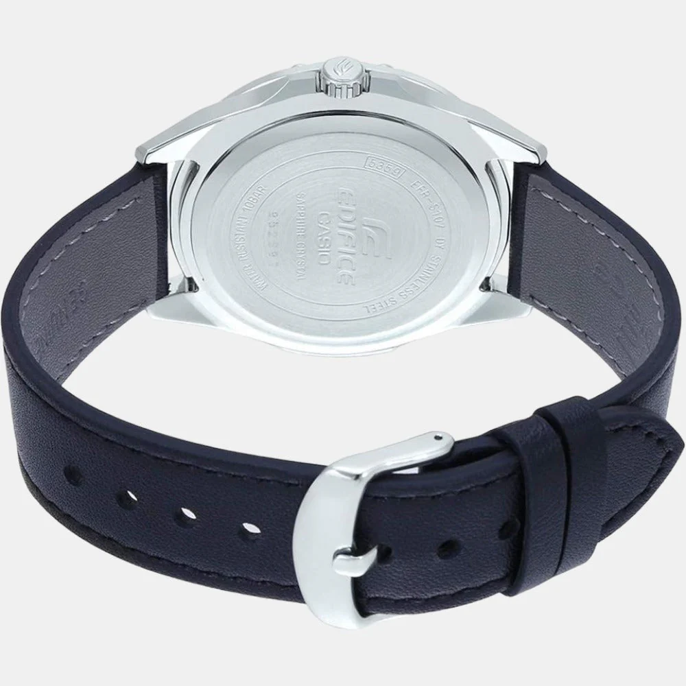 Edifice Men Quartz Black Dial Analog Leather Watch EX510 - Image 4