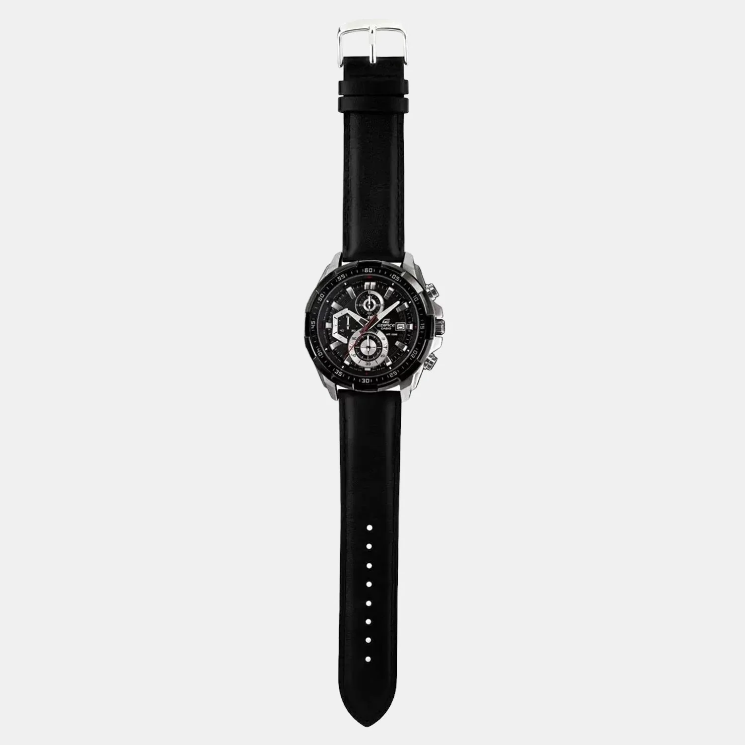 Edifice Men Quartz Black Dial Chronograph Leather Watch EX193 - Image 2
