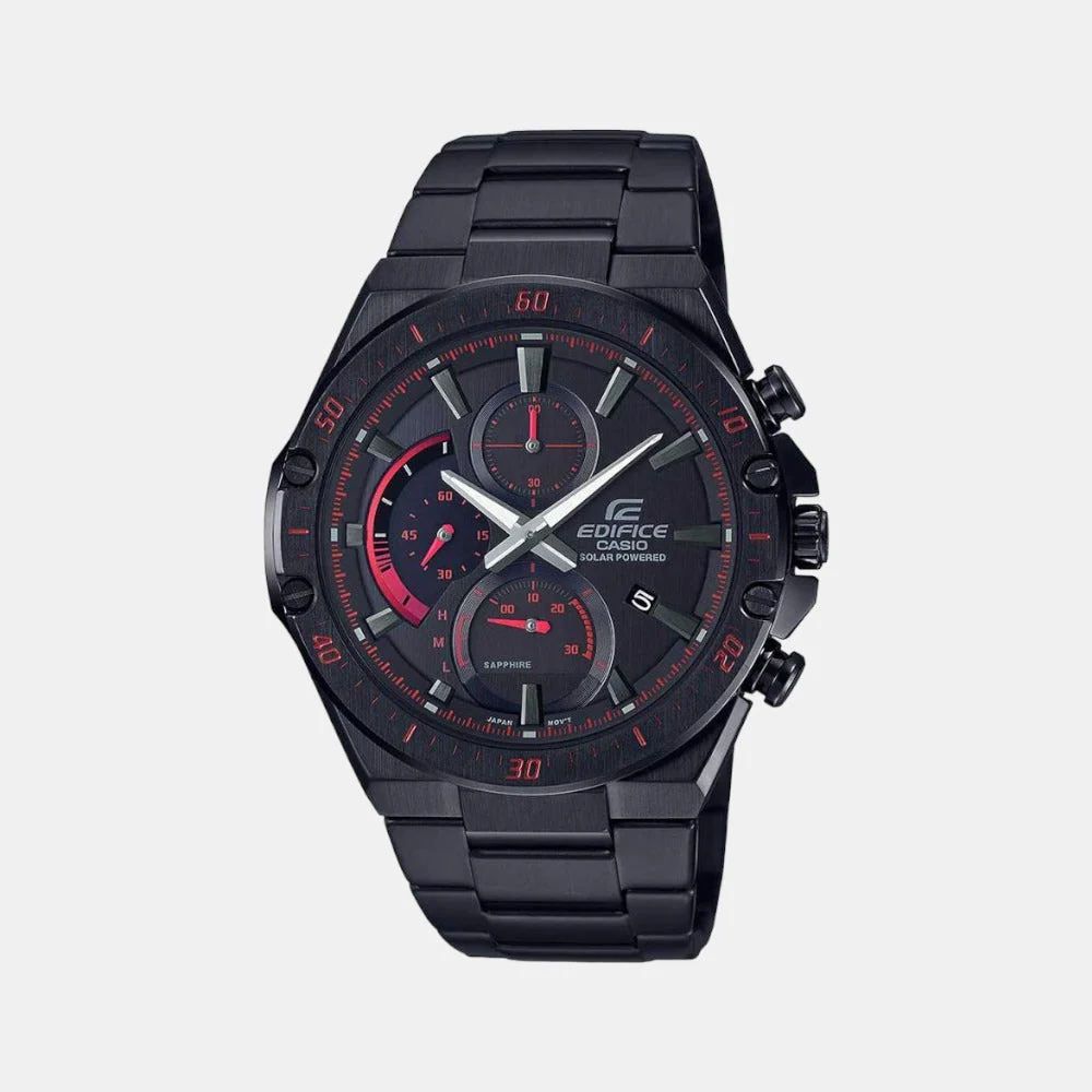 Edifice Men Quartz Black Dial Chronograph Stainless Steel Watch ED499