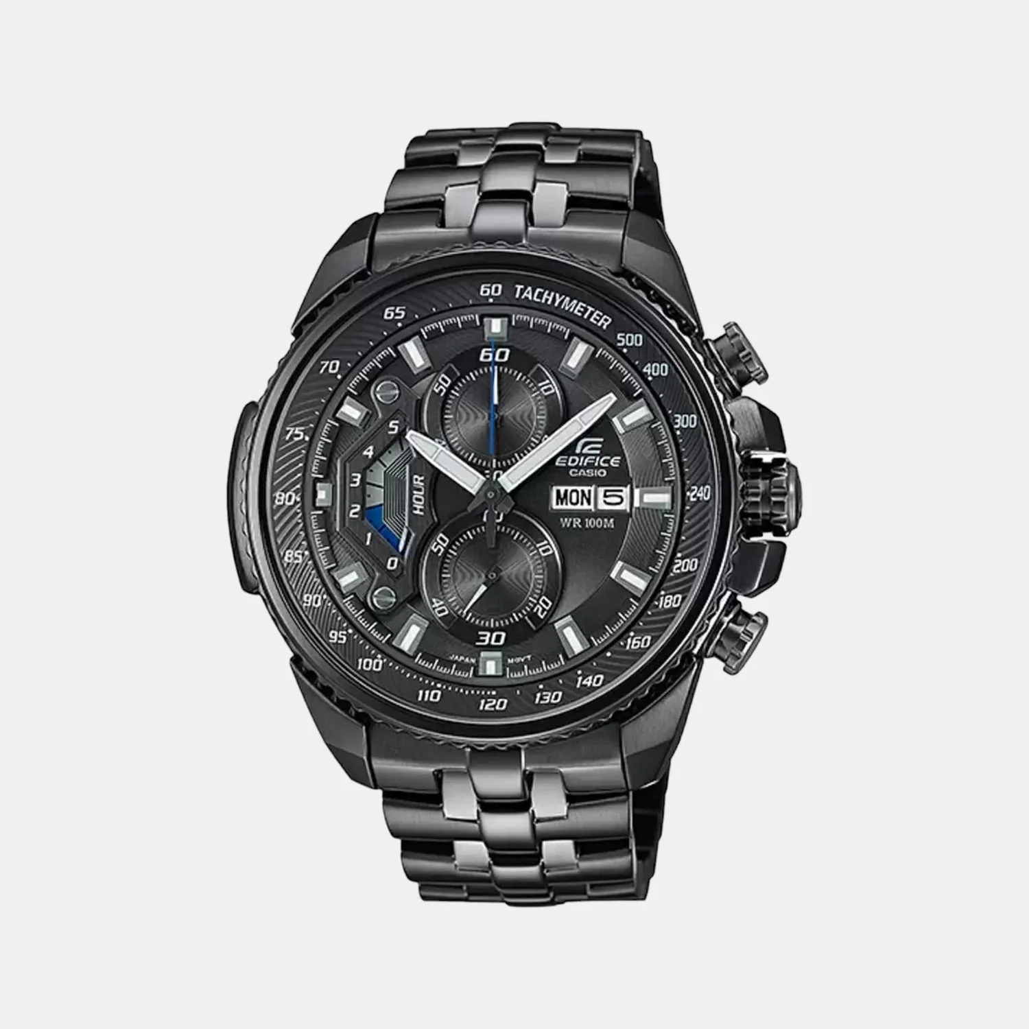 Edifice Men Quartz Black Dial Chronograph Stainless Steel Watch EX387