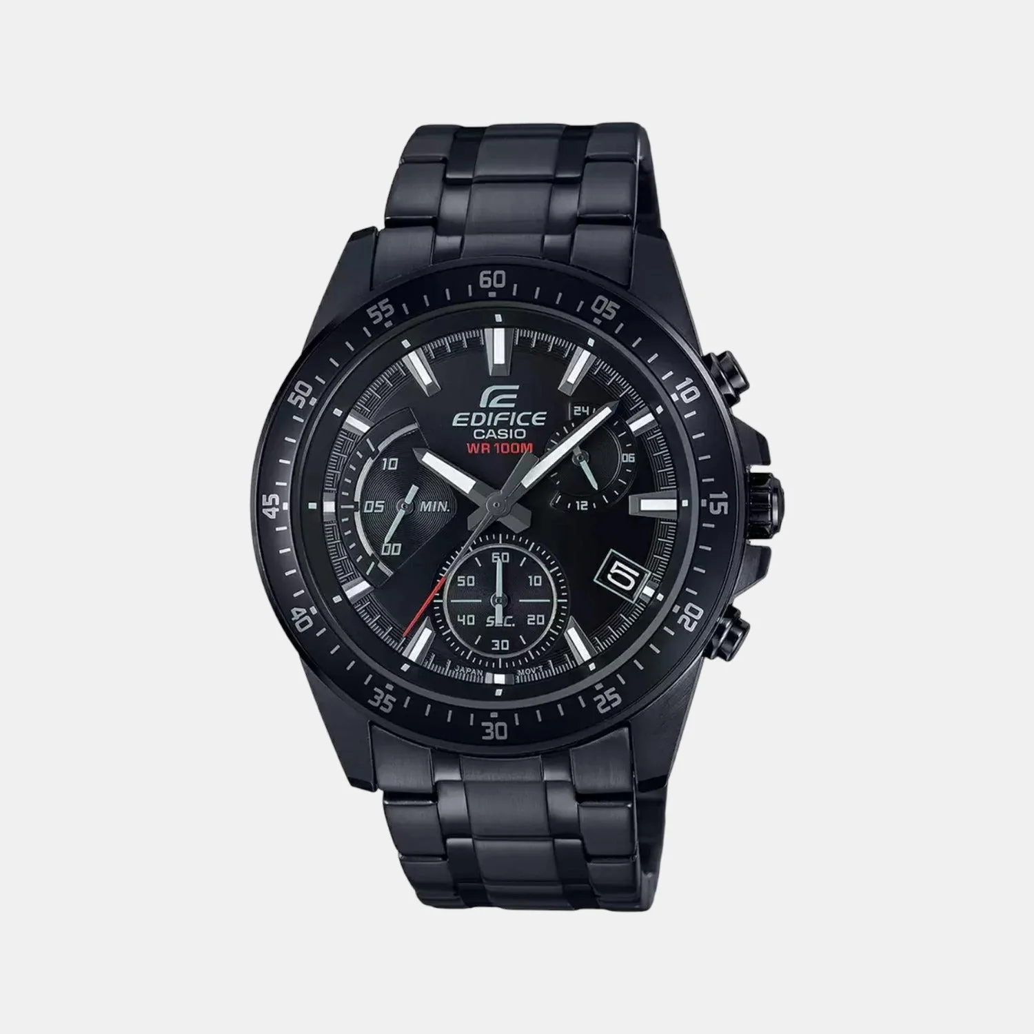 Edifice Men Quartz Black Dial Chronograph Stainless Steel Watch EX414