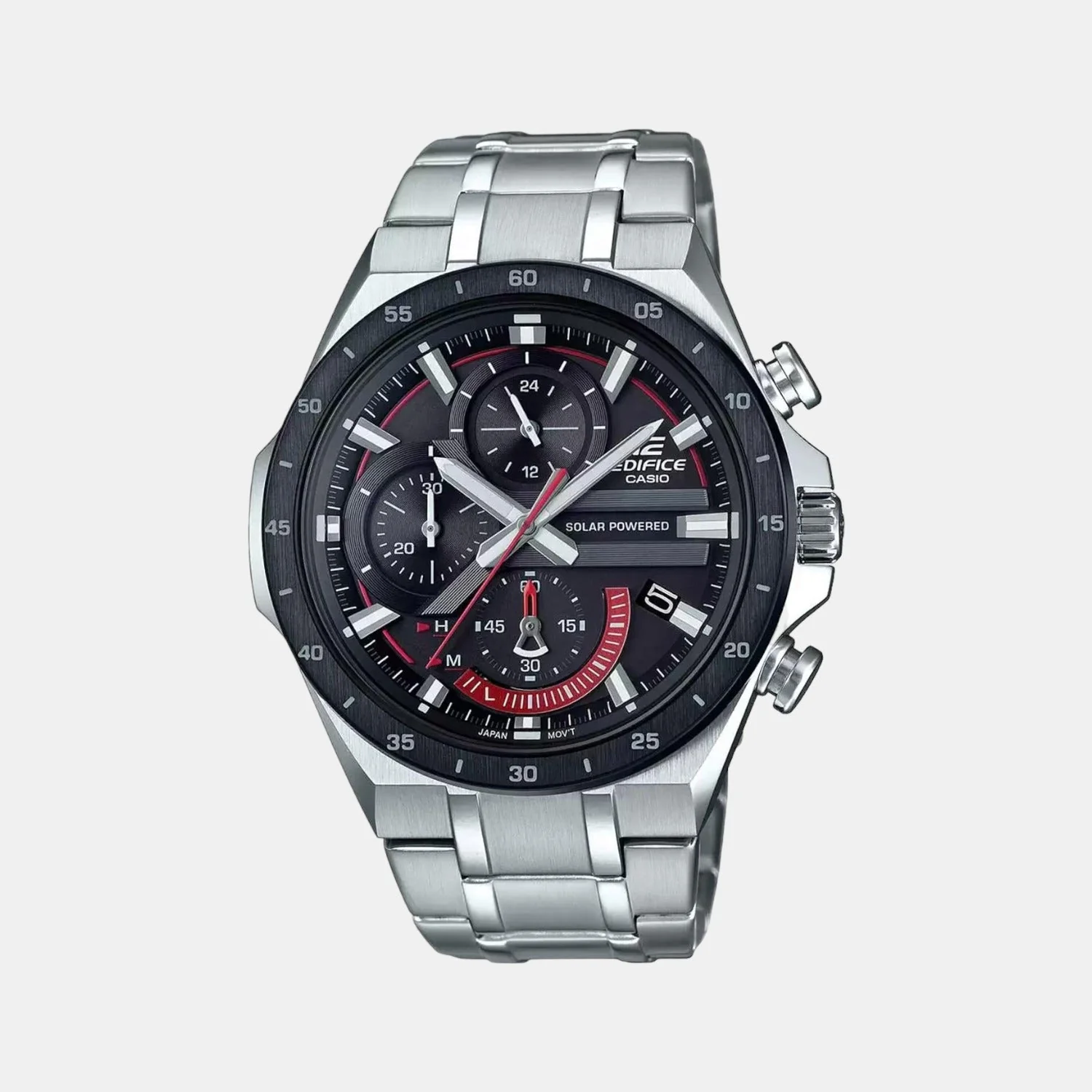 Edifice Men Quartz Black Dial Chronograph Stainless Steel Watch EX487