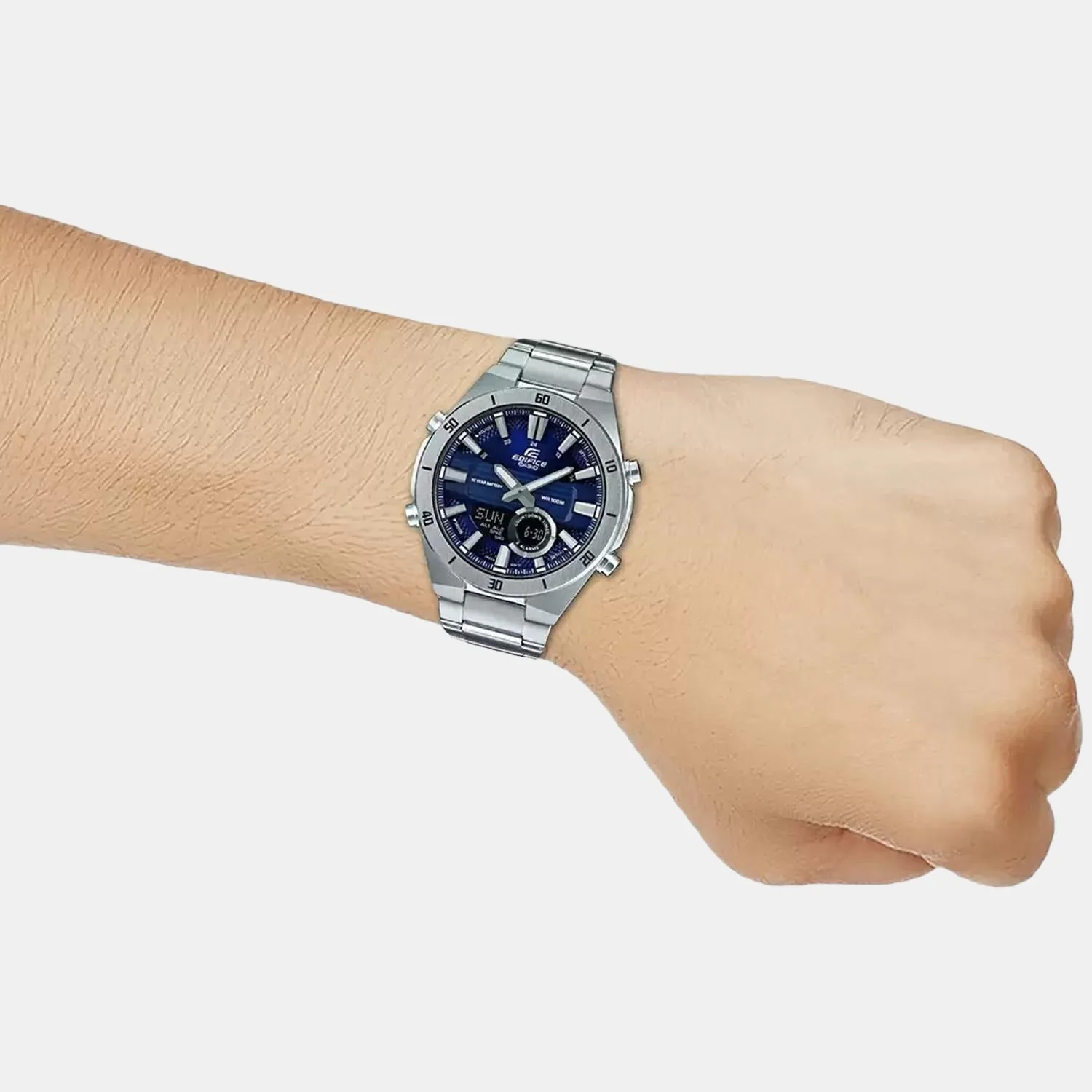 Edifice Men Quartz Blue Dial Analog-Digital Stainless Steel Watch EX457 - Image 6