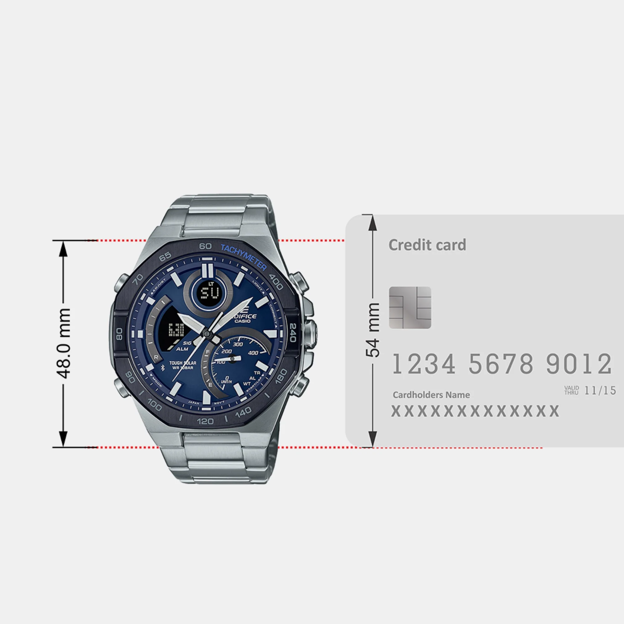 Edifice Men Quartz Blue Dial Analog-Digital Stainless Steel Watch EX555 - Image 6