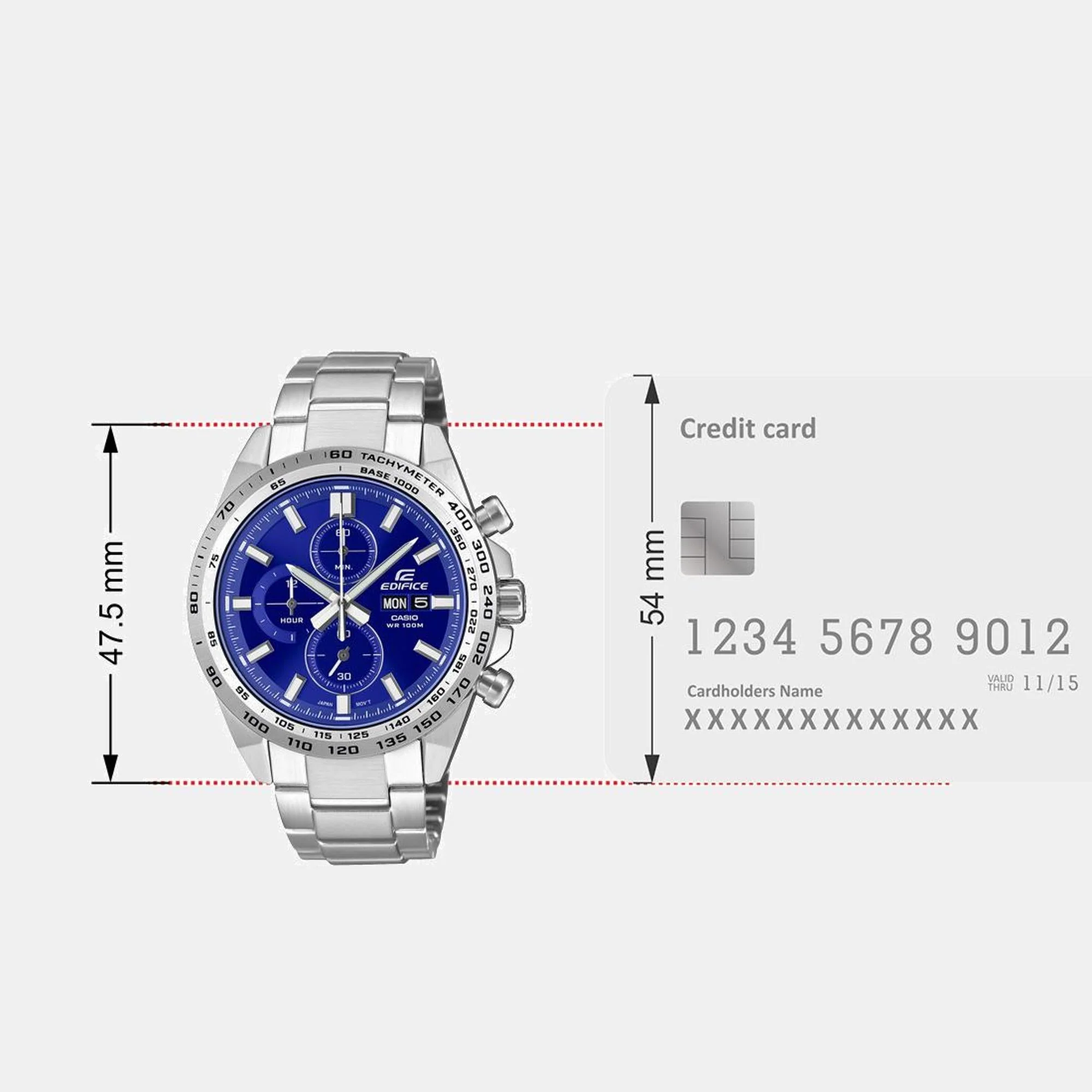 Edifice Men Quartz Blue Dial Chronograph Stainless Steel Watch ED594 - Image 8