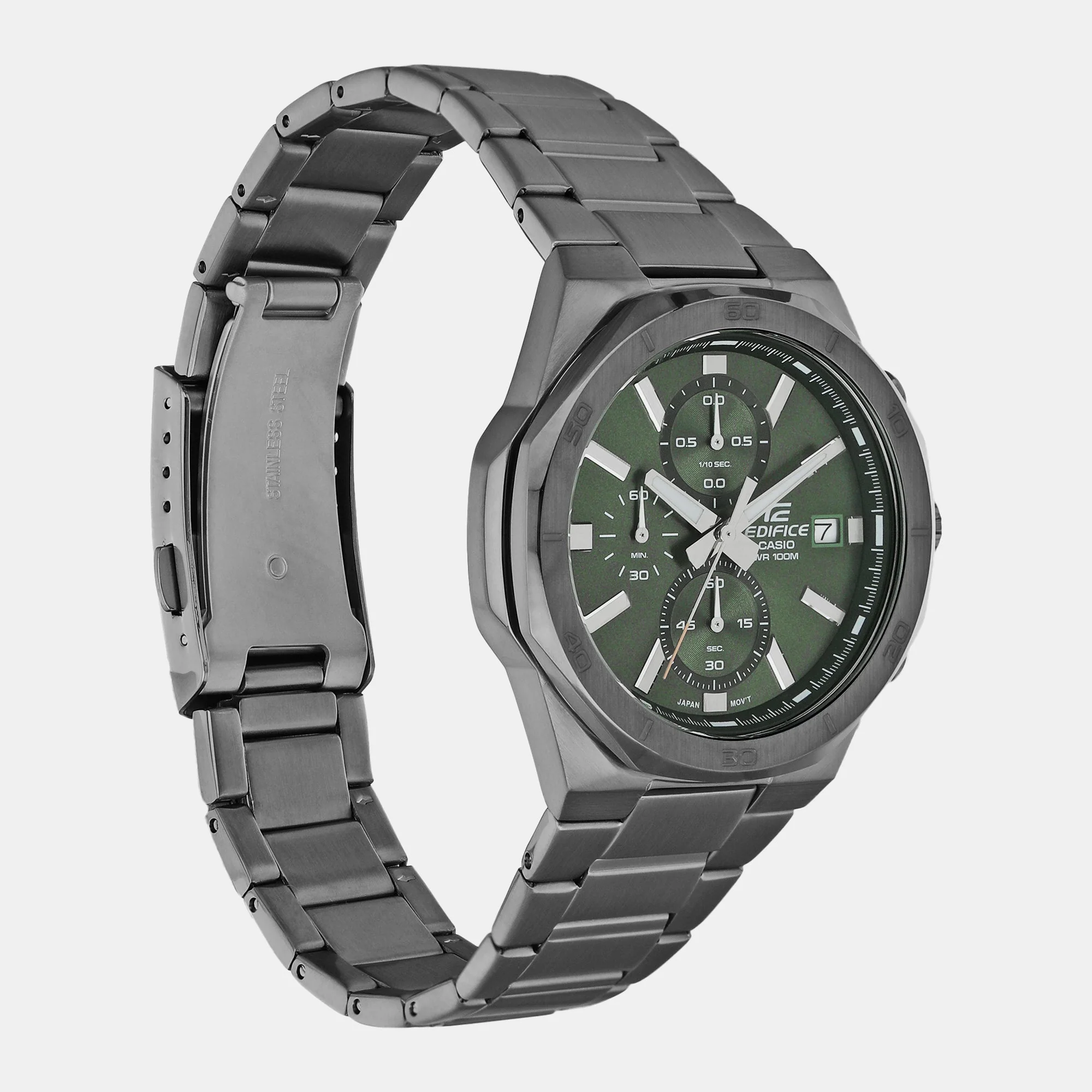 Edifice Men Quartz Green Dial Chronograph Stainless Steel Watch ED586 - Image 3