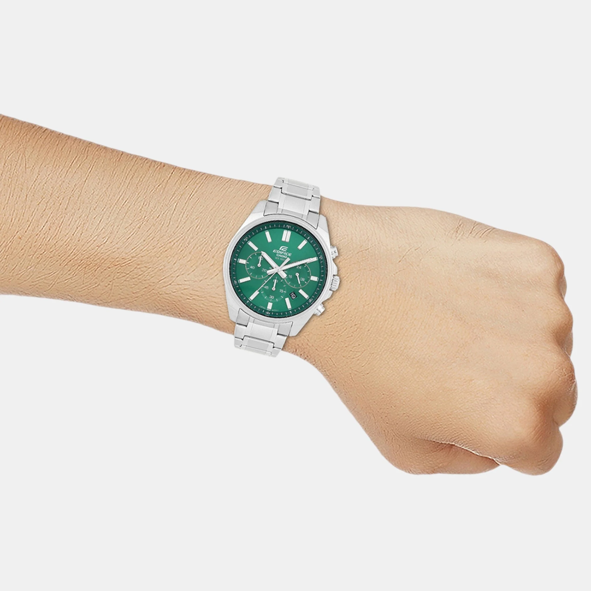 Edifice Men Quartz Green Dial Chronograph Stainless Steel Watch ED598 - Image 7