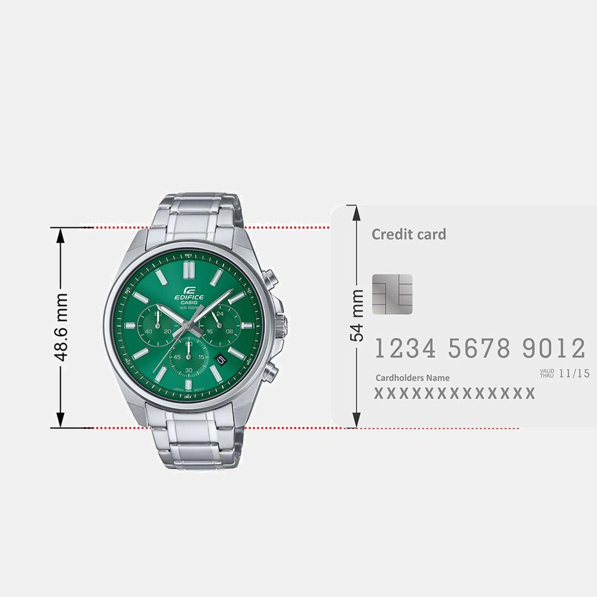 Edifice Men Quartz Green Dial Chronograph Stainless Steel Watch ED598 - Image 8