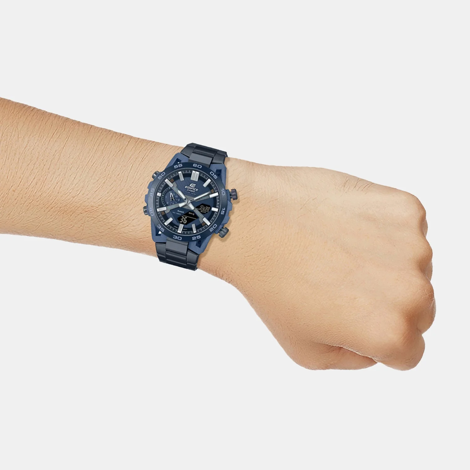 Edifice Men Quartz Navy Blue Dial Analog-Digital Stainless Steel Watch ED639 - Image 7