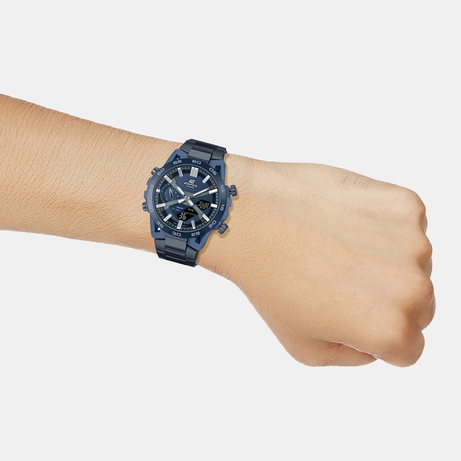 Edifice Men Quartz Navy Blue Dial Analog-Digital Stainless Steel Watch ED640 - Image 7