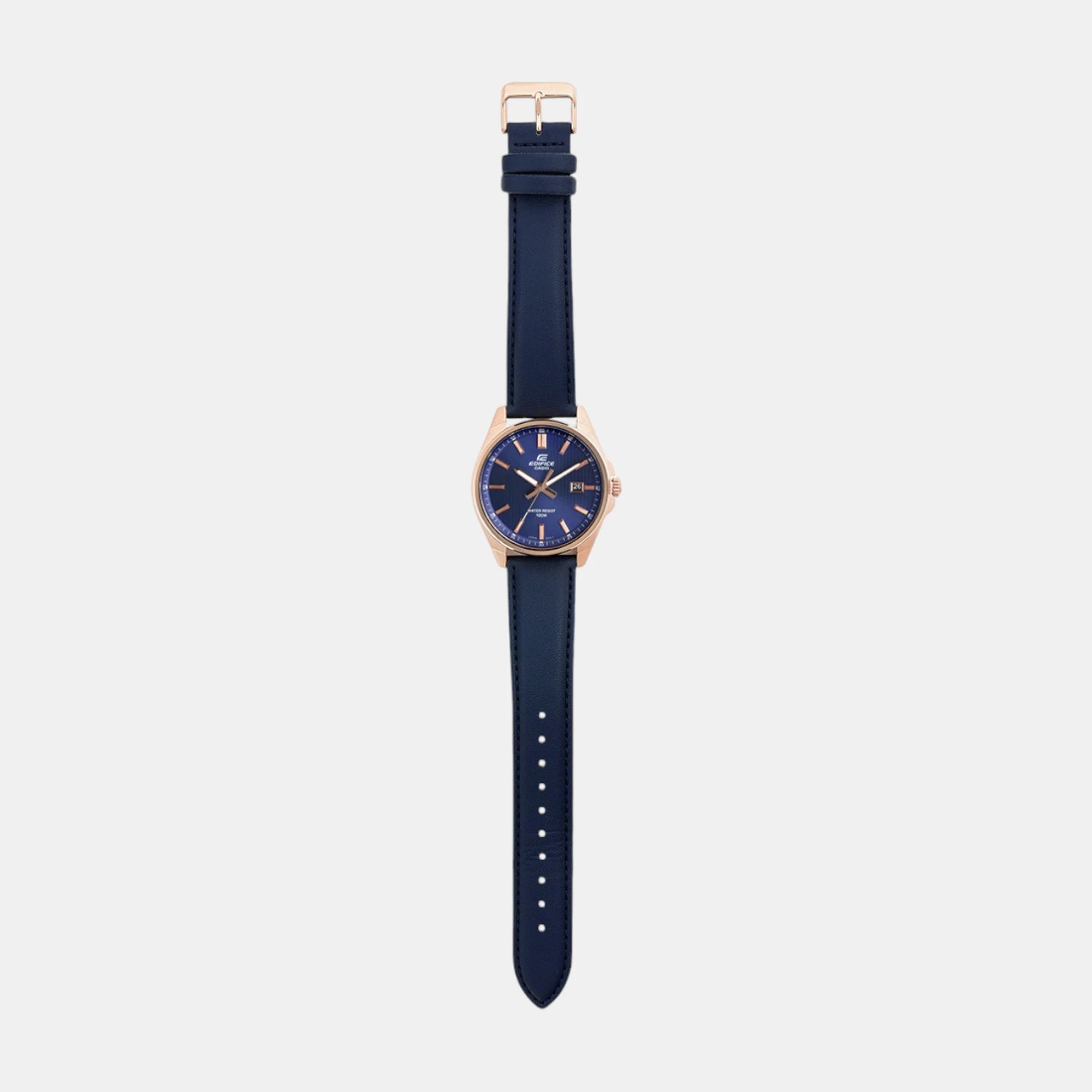 Edifice Men Quartz Navy Blue Dial Analog Leather Watch ED617 - Image 8