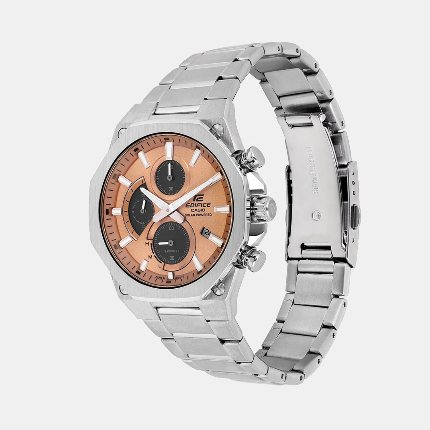 Edifice Men Quartz Orange Dial Chronograph Stainless Steel Watch ED644 - Image 2