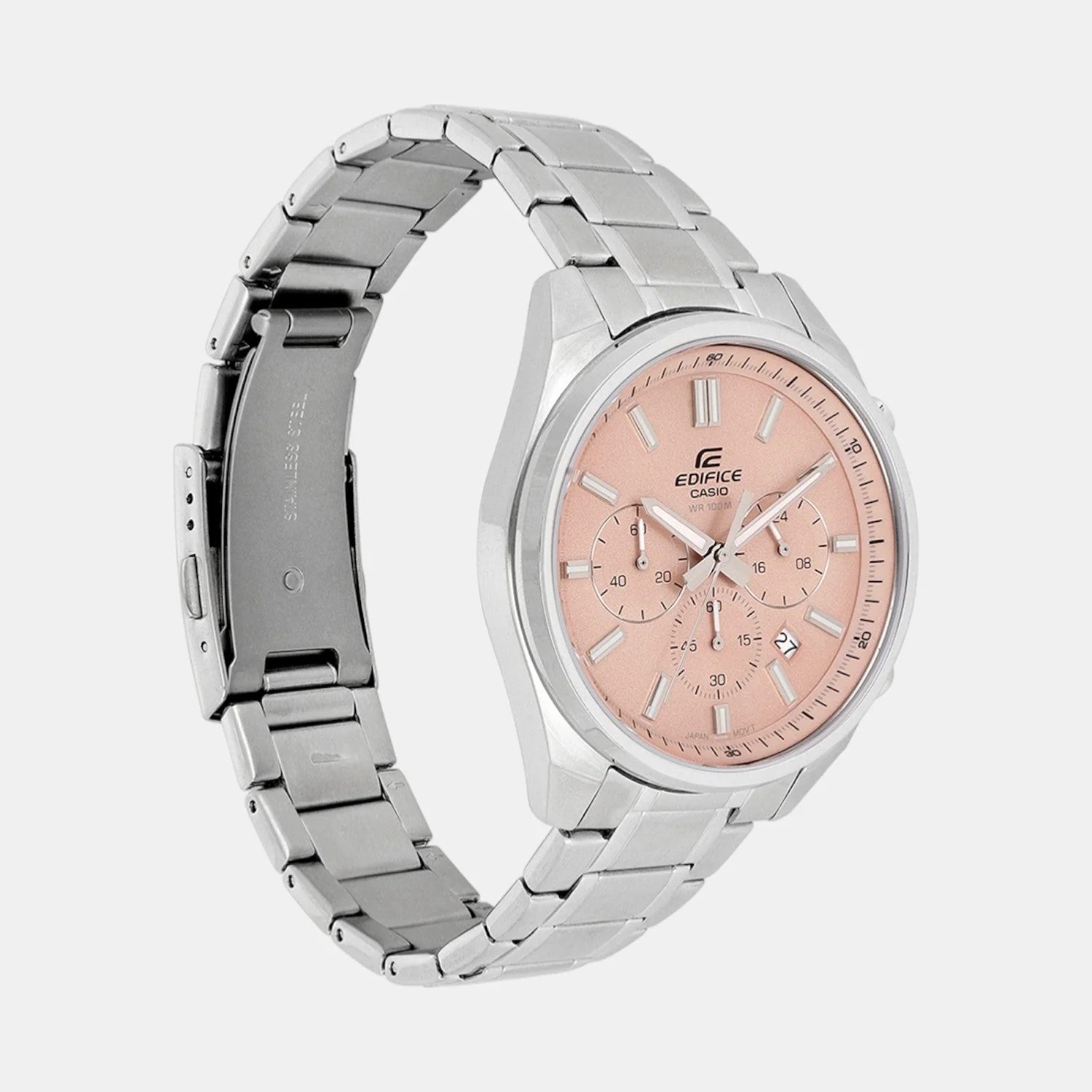 Edifice Men Quartz Peach Dial Analog Stainless Steel Watch ED660 - Image 2