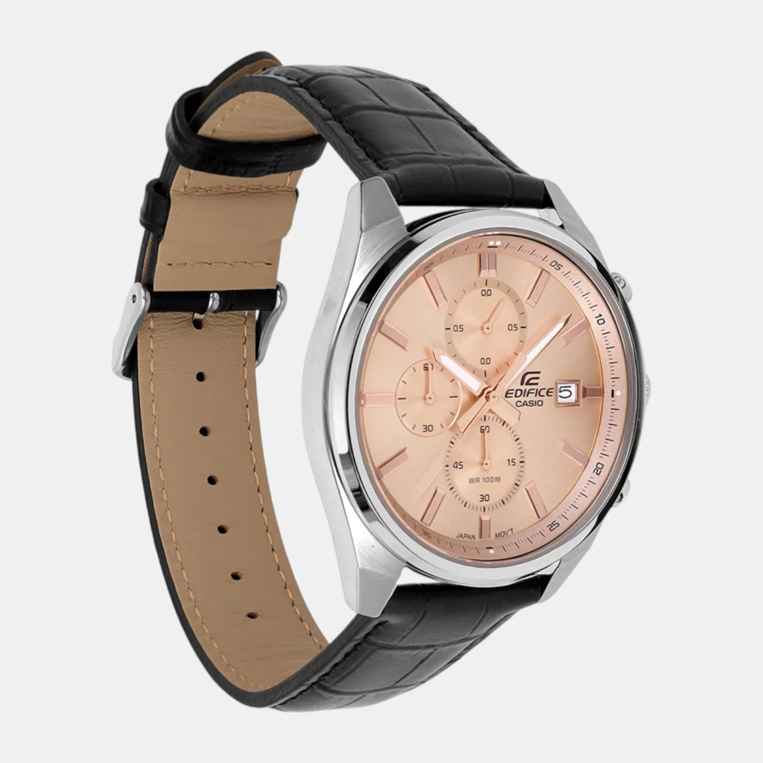 Edifice Men Quartz Peach Dial Analog Stainless Steel Watch ED664 - Image 2