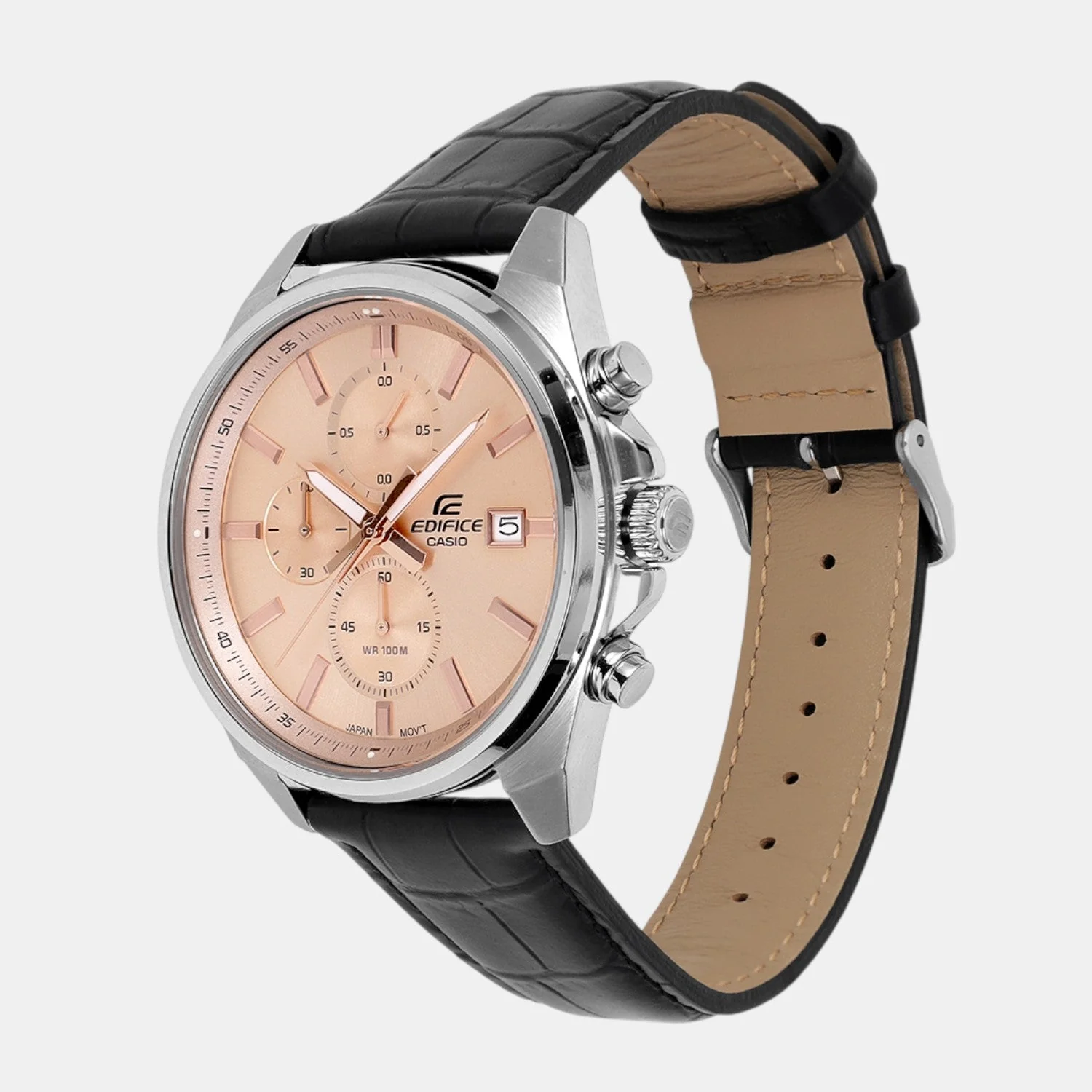 Edifice Men Quartz Peach Dial Analog Stainless Steel Watch ED664 - Image 4