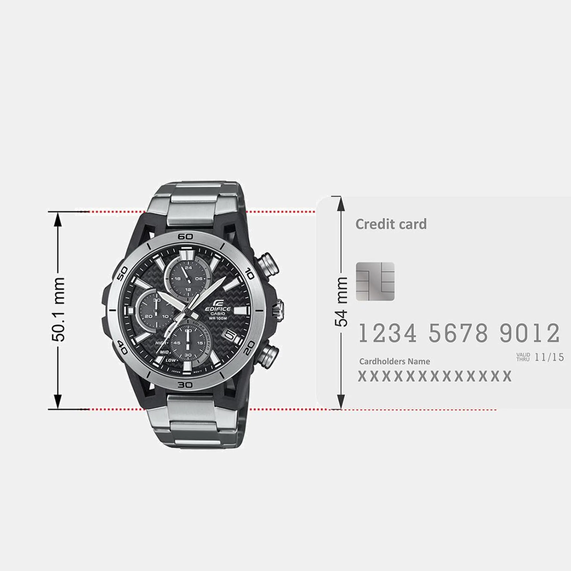 Edifice Men Quartz Silver Dial Chronograph Stainless Steel Watch ED628 - Image 8