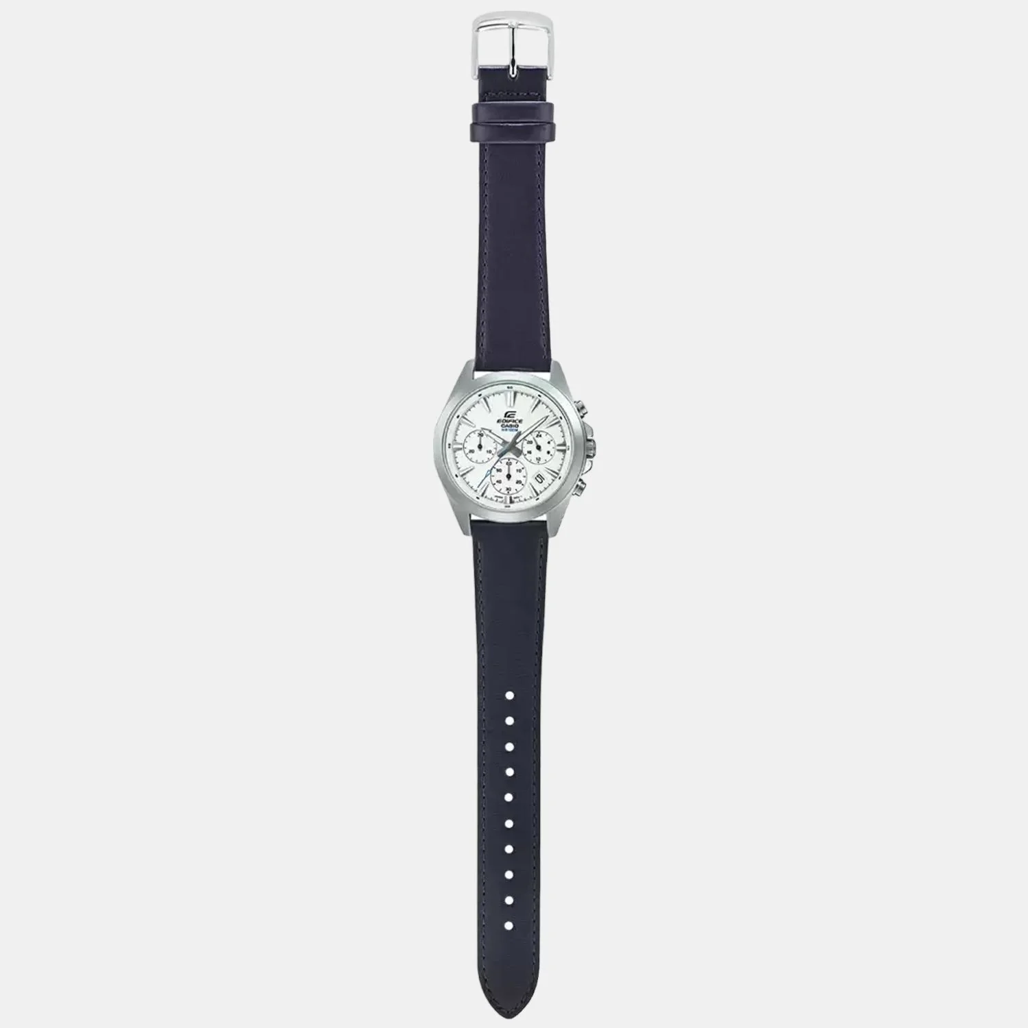 Edifice Men Quartz White Dial Chronograph Leather Watch ED543 - Image 6