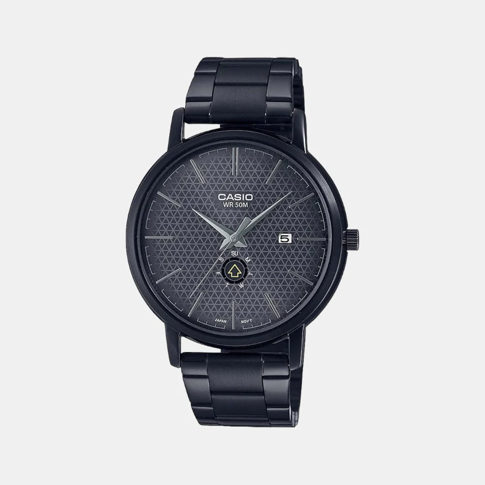 Enticer Men Quartz Black Dial Analog Stainless Steel Watch A2052