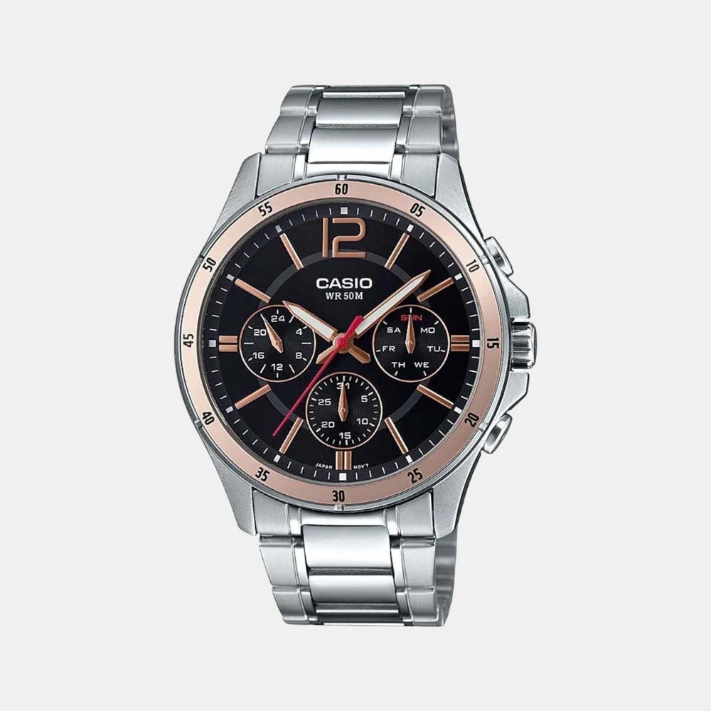 Enticer Men Quartz Black Dial Chronograph Stainless Steel Watch A1884
