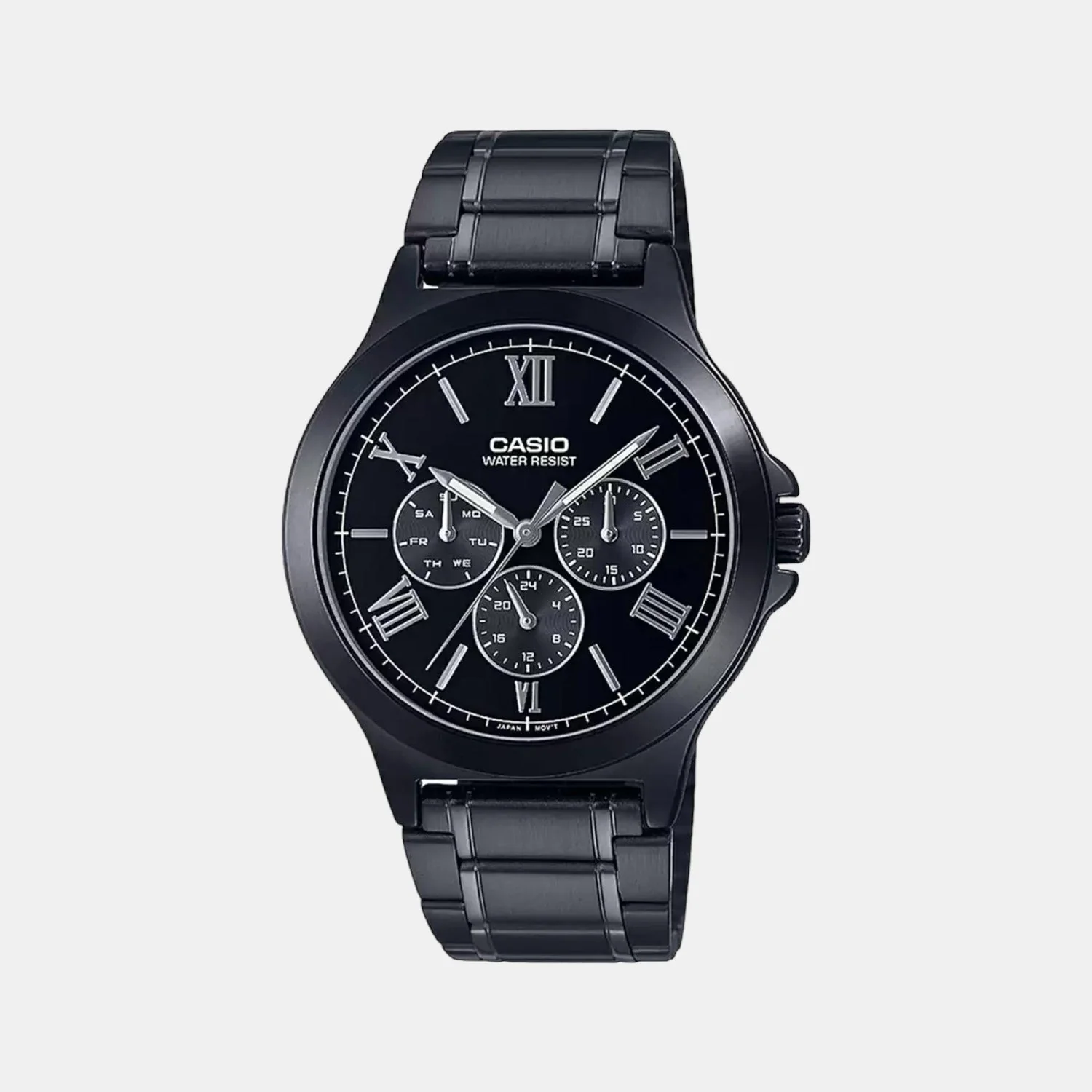 Enticer Men Quartz Black Dial Multi-Function Stainless Steel Watch A1969