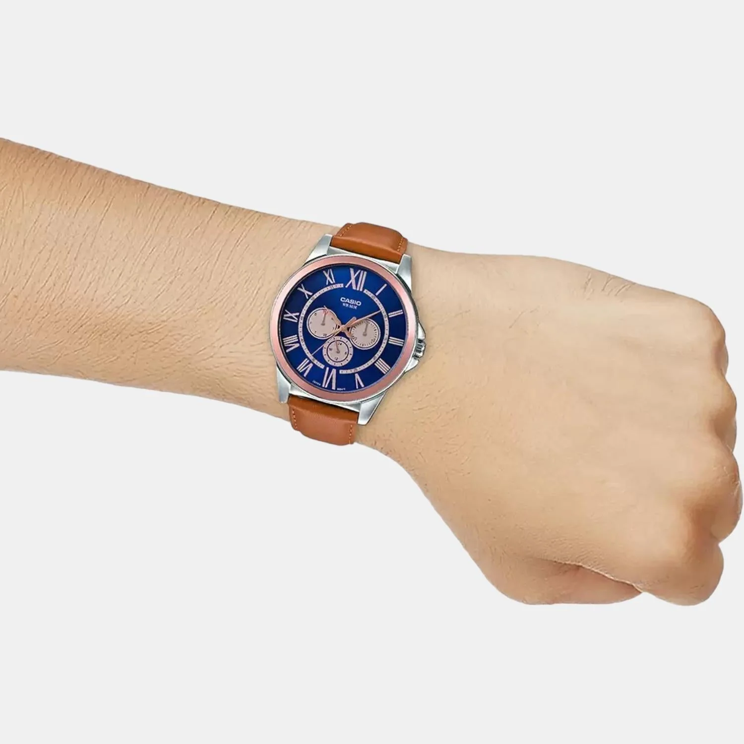 Enticer Men Quartz Blue Dial Chronograph Leather Watch A1527 - Image 7