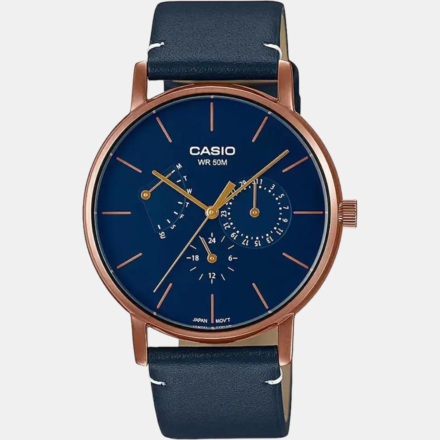 Enticer Men Quartz Blue Dial Chronograph Leather Watch A1844 - Image 2