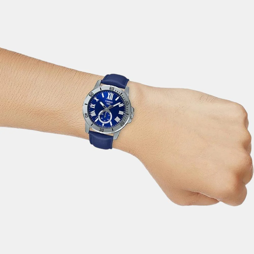 Enticer Men Quartz Blue Dial Chronograph Leather Watch A2073 - Image 6