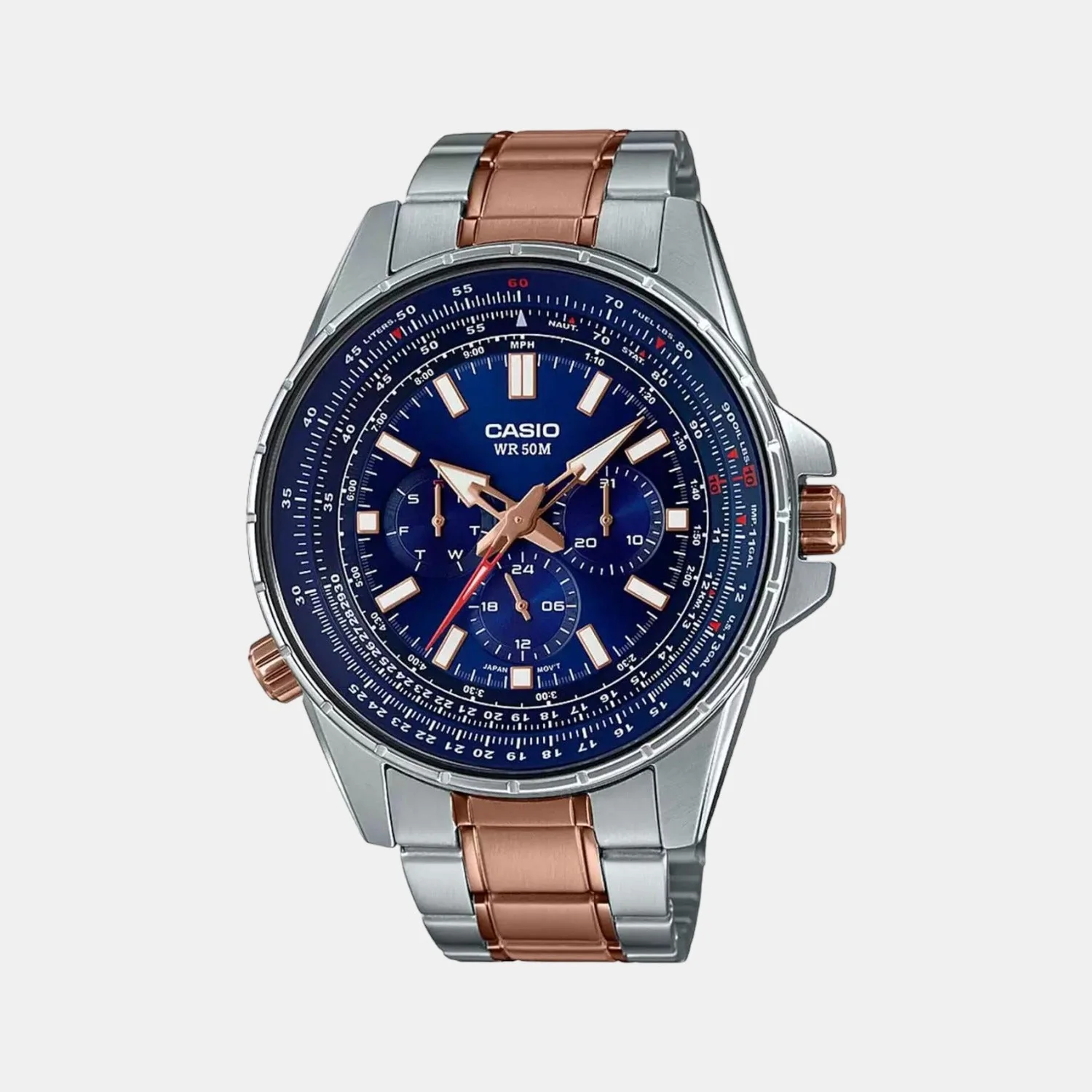 Enticer Men Quartz Blue Dial Chronograph Stainless Steel Watch A1568