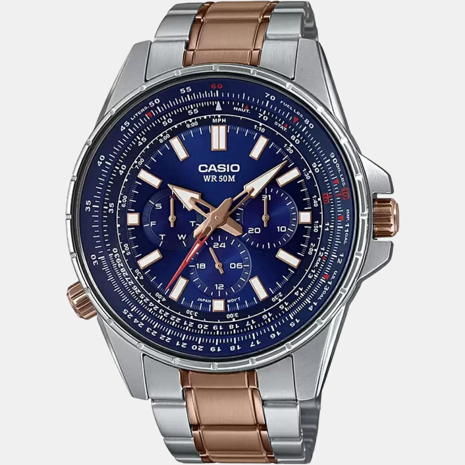 Enticer Men Quartz Blue Dial Chronograph Stainless Steel Watch A1568 - Image 2
