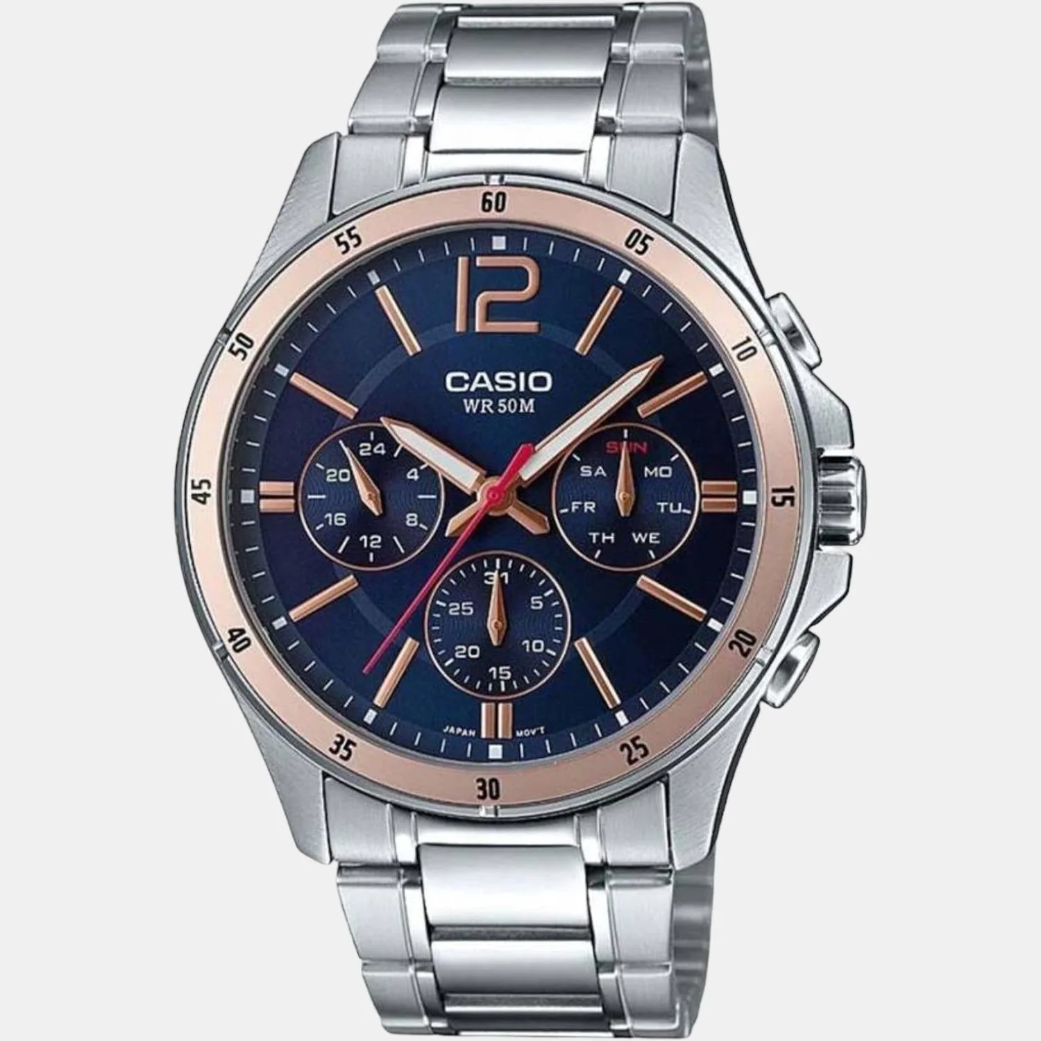 Enticer Men Quartz Blue Dial Chronograph Stainless Steel Watch A1885 - Image 2