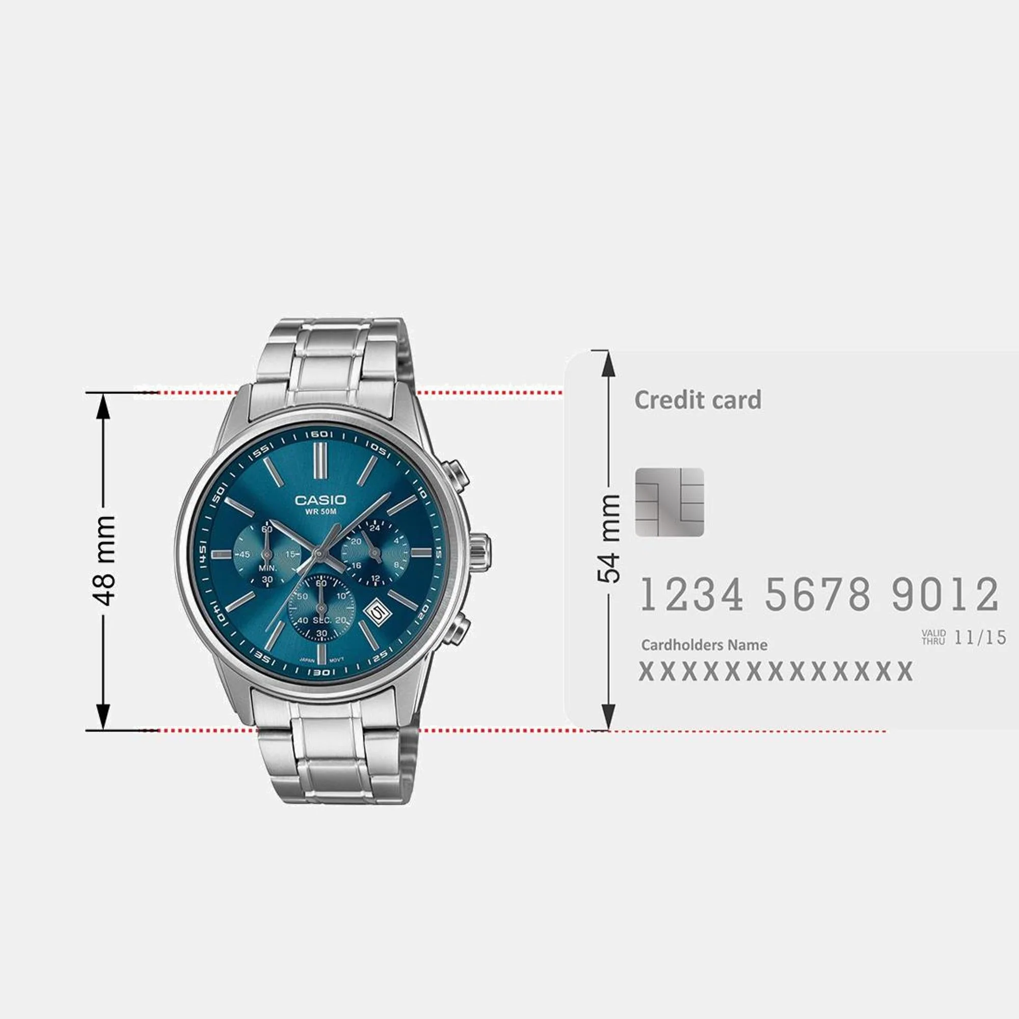 Enticer Men Quartz Blue Dial Chronograph Stainless Steel Watch A2308 - Image 8