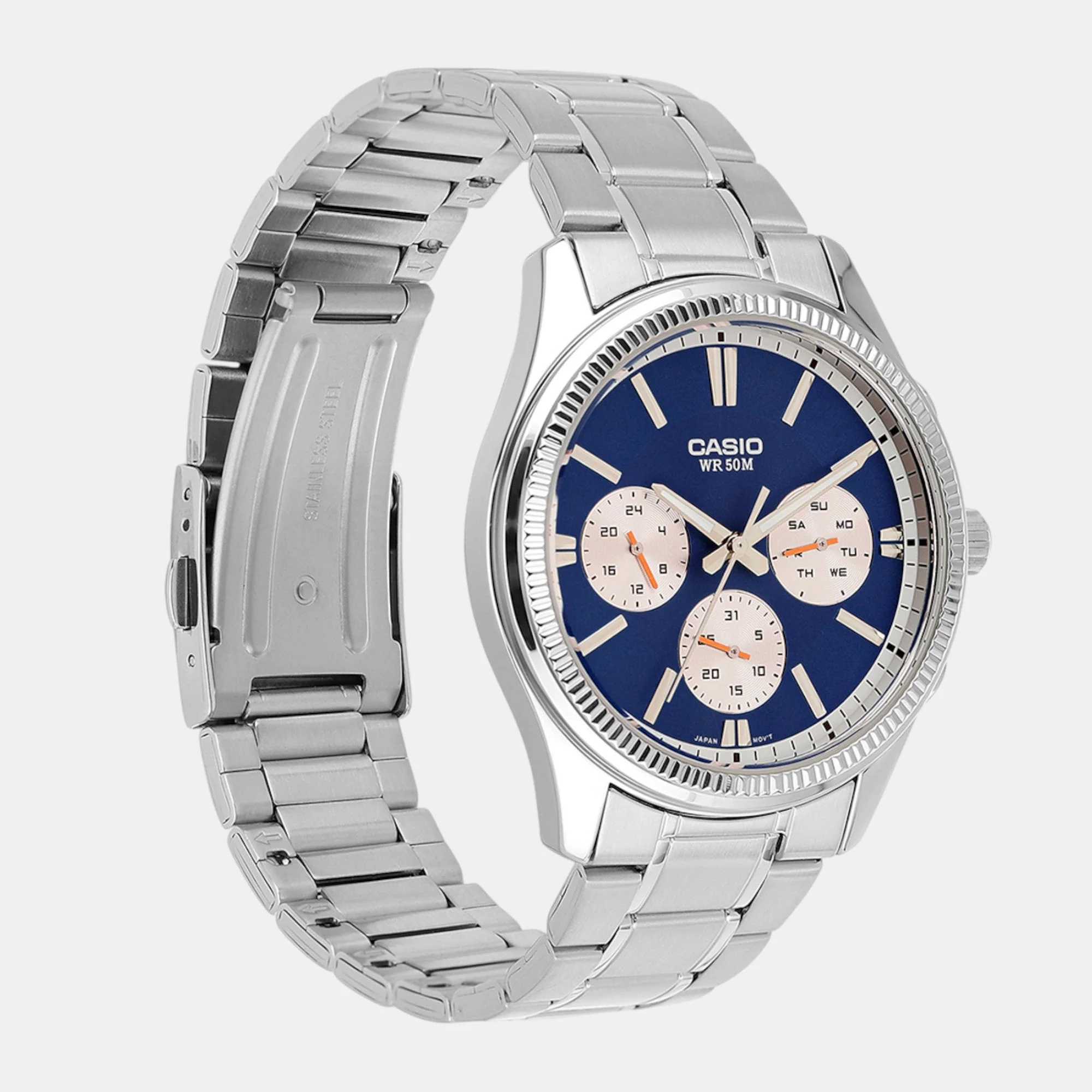 Enticer Men Quartz Blue Dial Multi-Function Stainless Steel Watch A2228 - Image 3