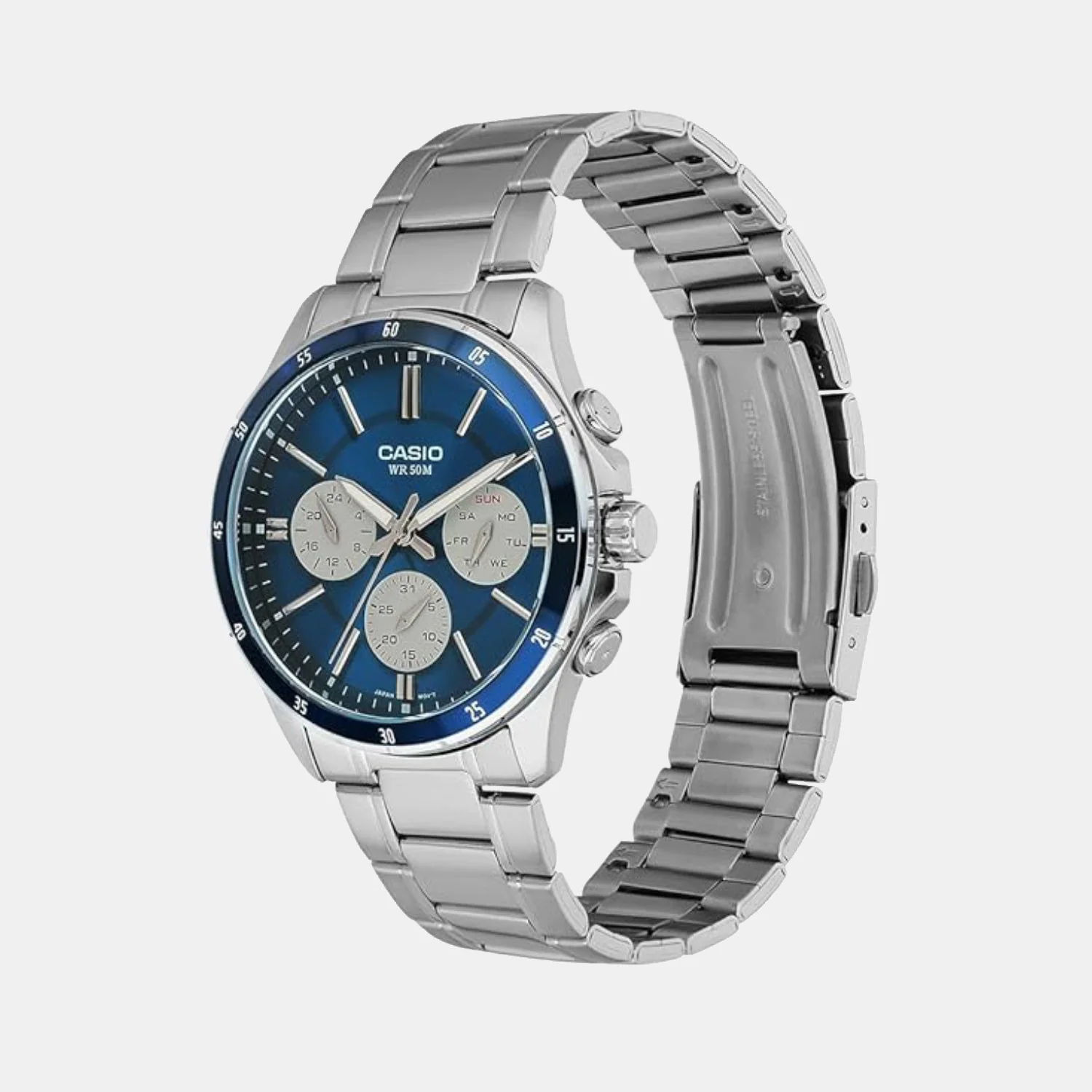 Enticer Men Quartz Blue Dial Multi-Function Stainless Steel Watch A2346 - Image 2