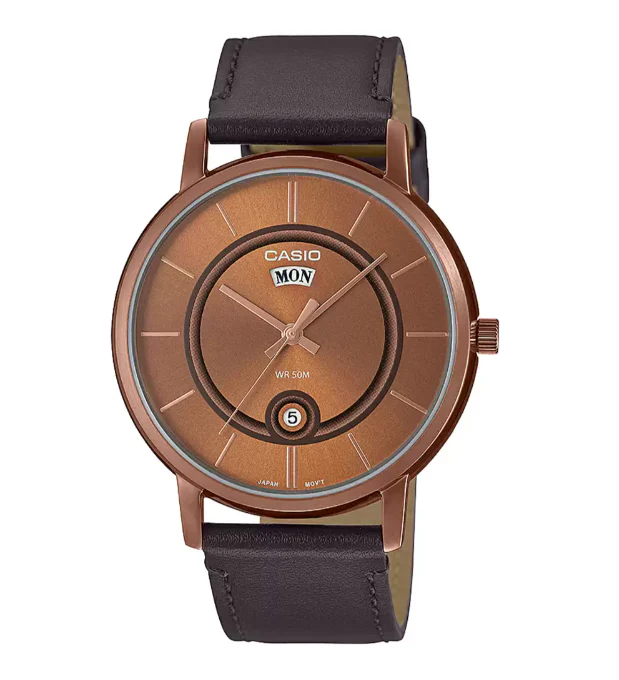 Enticer Men Quartz Brown Dial Analog Leather Watch A2045 - Image 2