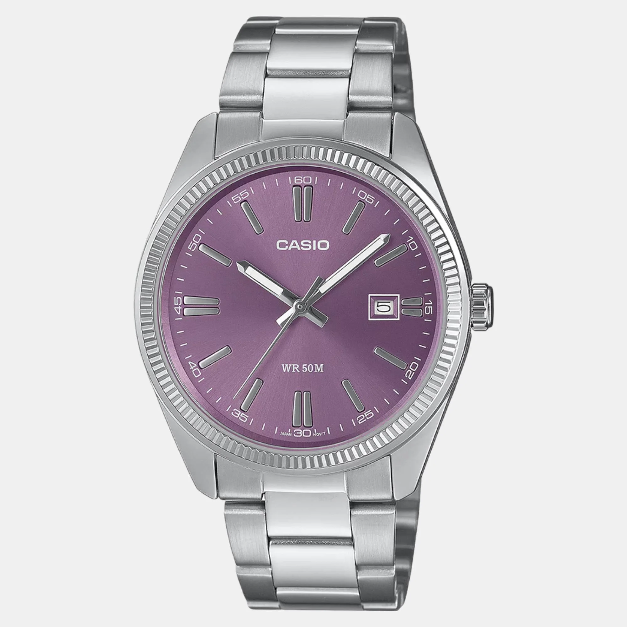 Enticer Men Quartz Purple Dial Analog Stainless Steel Watch A2368 - Image 2