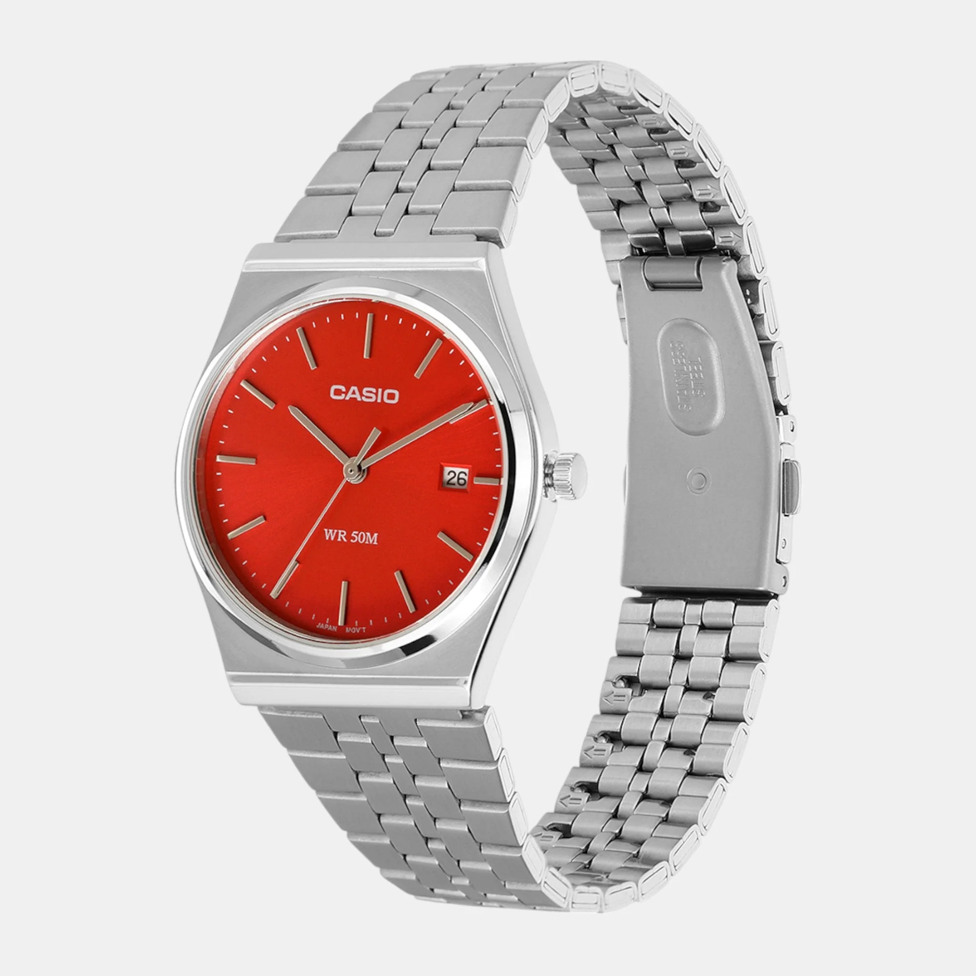 Enticer Men Quartz Red Dial Analog Stainless Steel Watch A2237 - Image 2