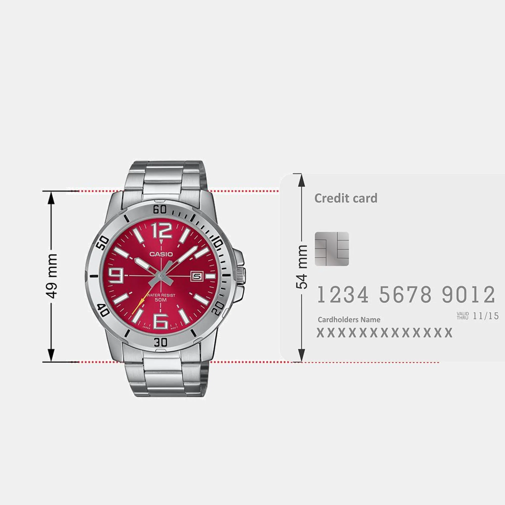Enticer Men Quartz Red Dial Analog Stainless Steel Watch A2338 - Image 8