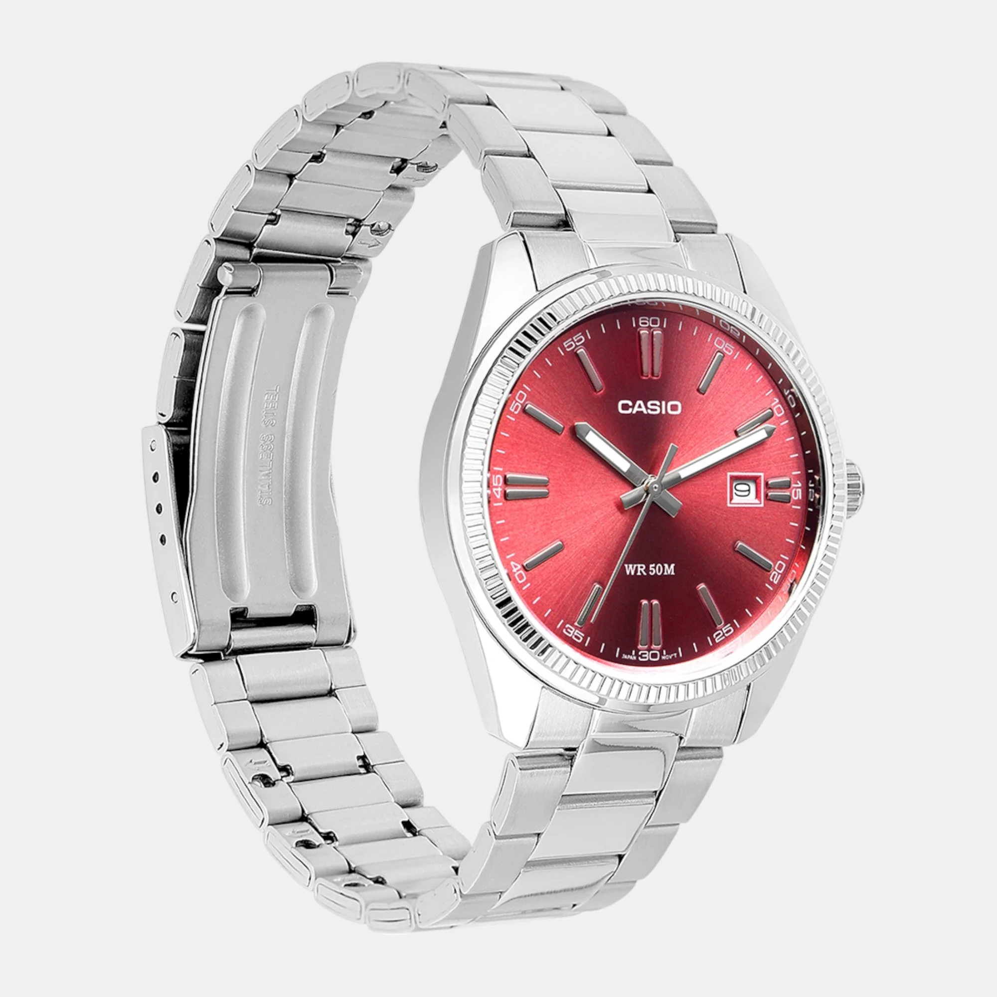 Enticer Men Quartz Red Dial Analog Stainless Steel Watch A2367 - Image 3