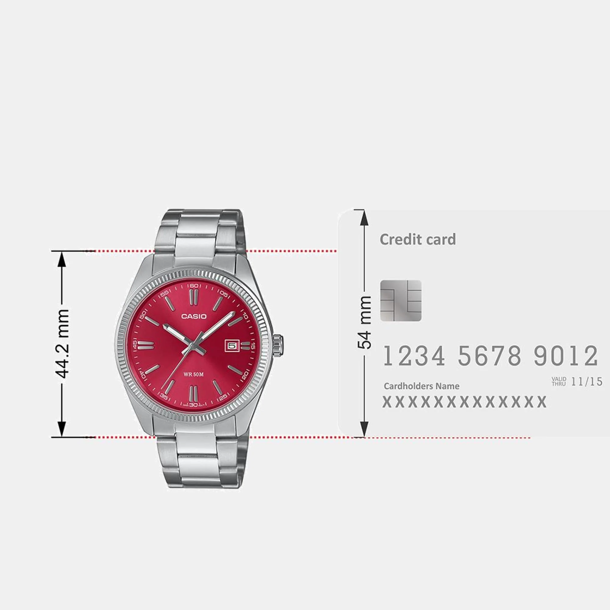 Enticer Men Quartz Red Dial Analog Stainless Steel Watch A2367 - Image 8
