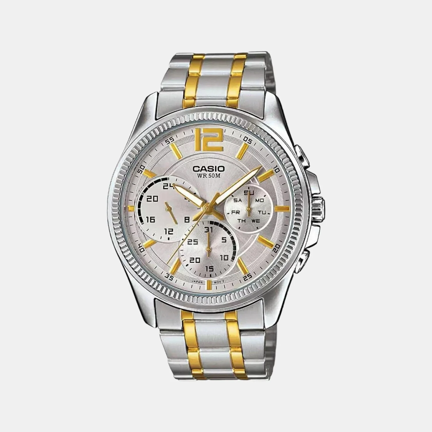 Enticer Men Quartz Silver Dial Chronograph Stainless Steel Watch A1664