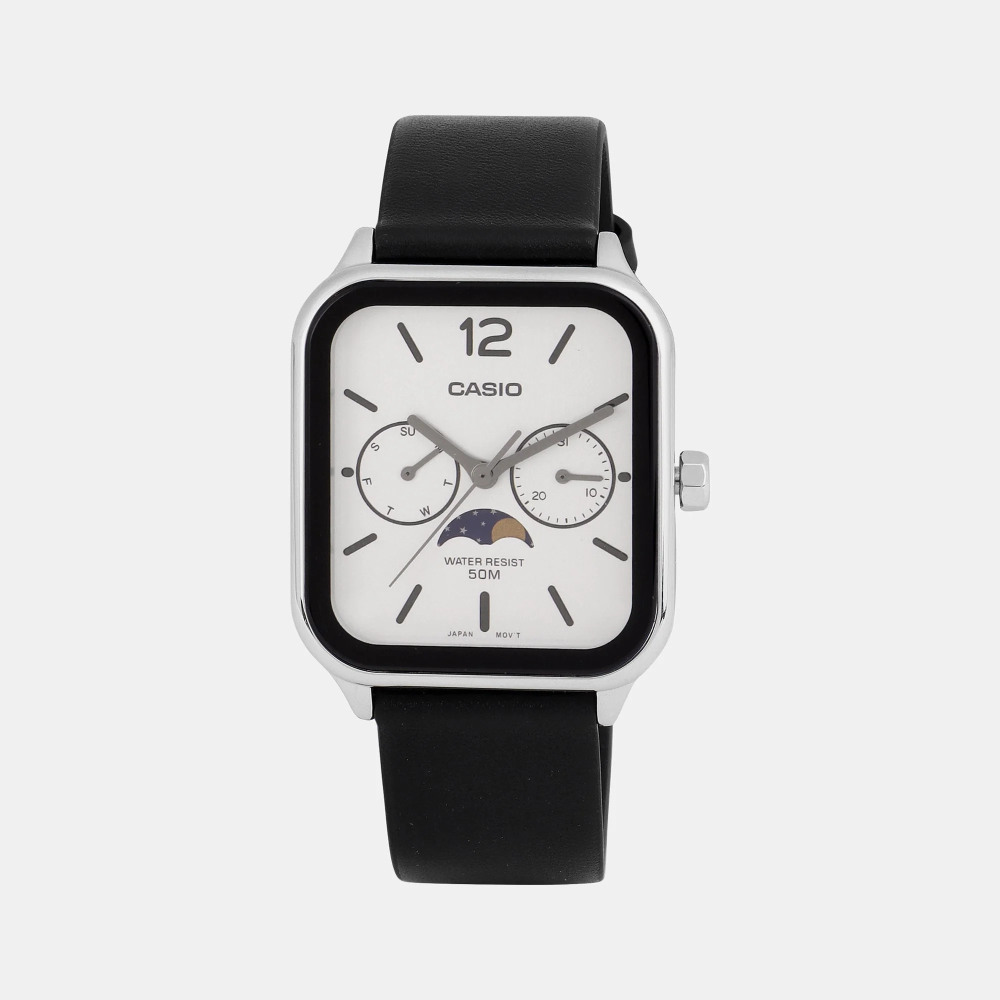 Enticer Men Quartz White Dial Chronograph Leather Watch A2186
