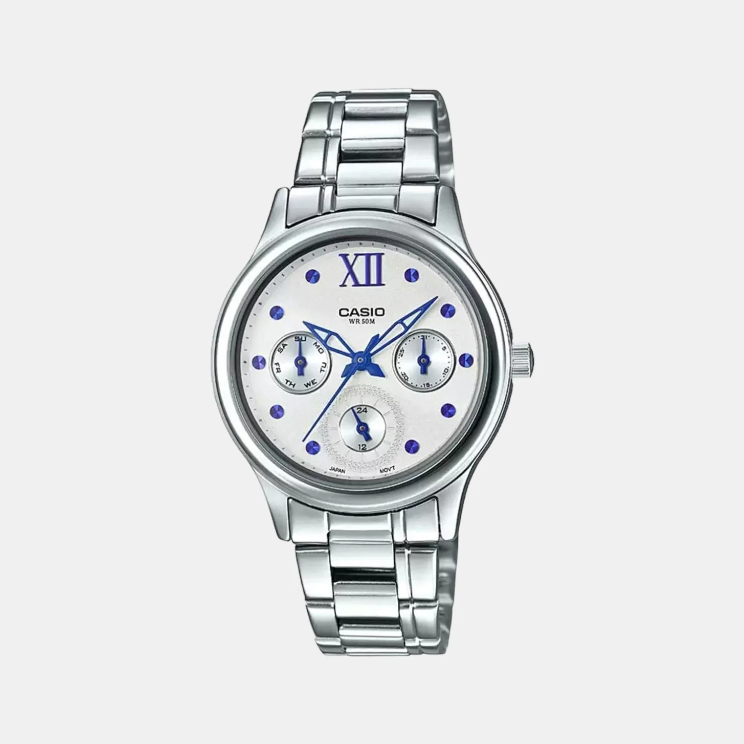 Enticer Women Quartz White Dial Chronograph Stainless Steel Watch A1597