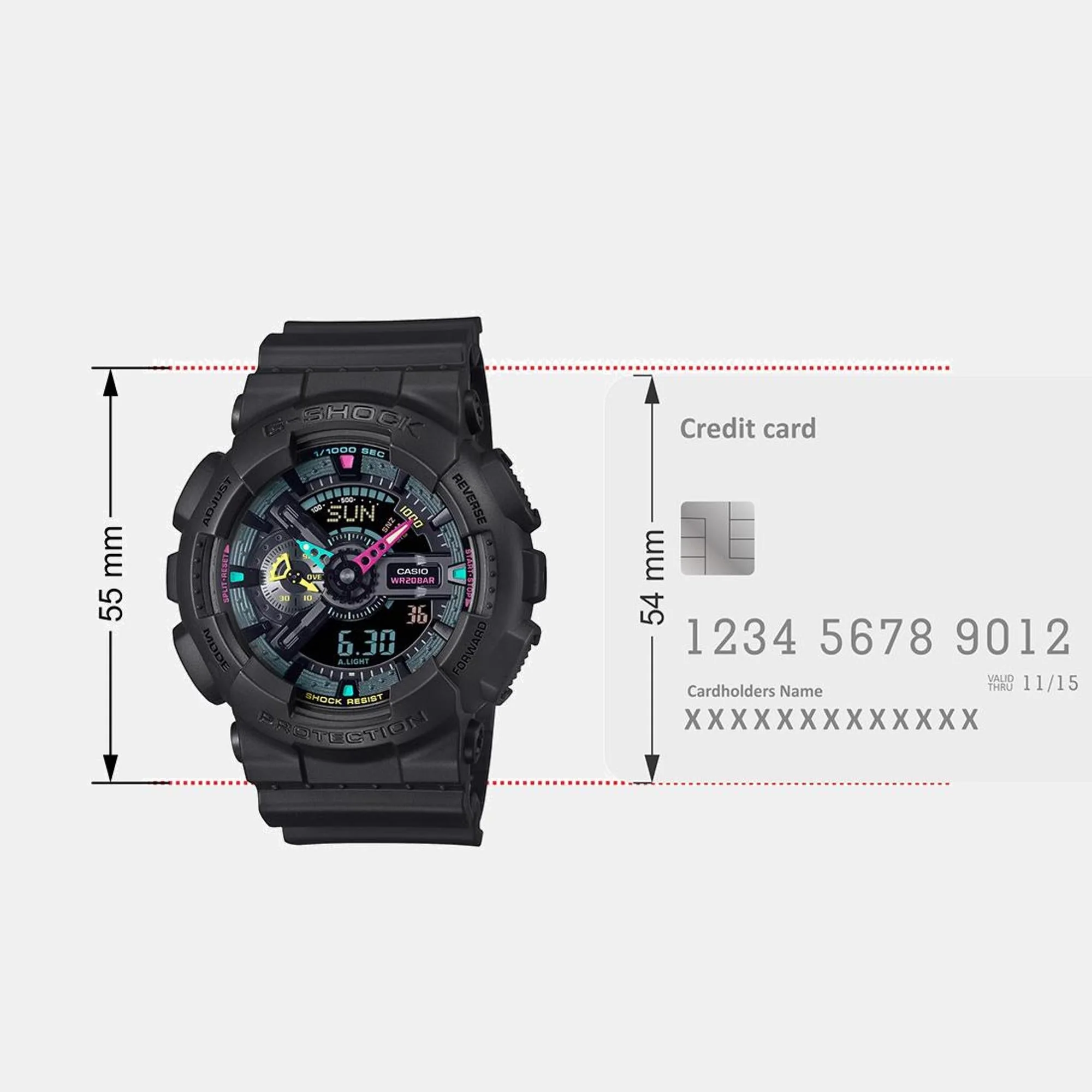G-Shock Men Quartz Black Dial Analog-Digital Resin Watch G1550 - Image 9