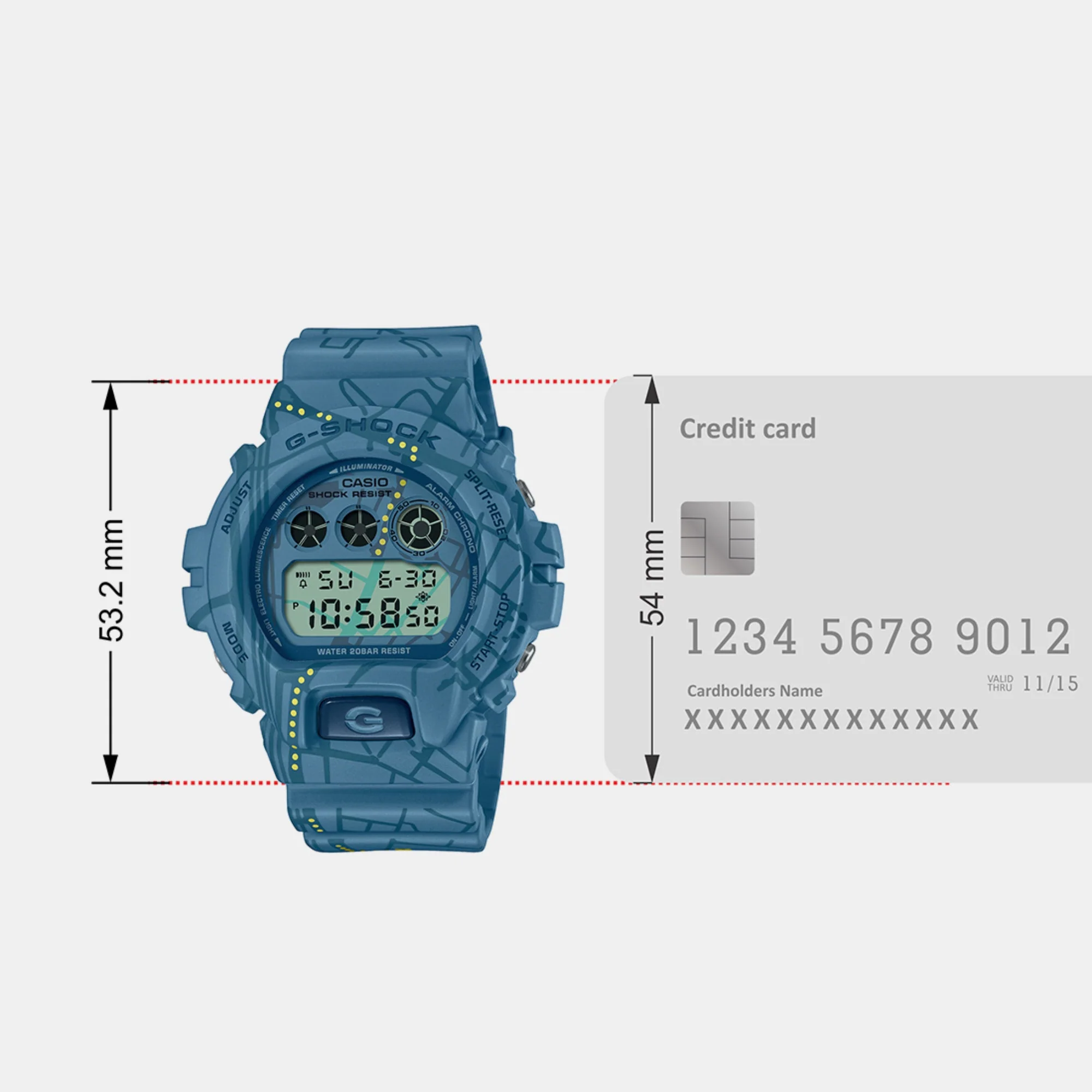 G-Shock Men Quartz Blue Dial Digital Resin Watch G1364 - Image 7