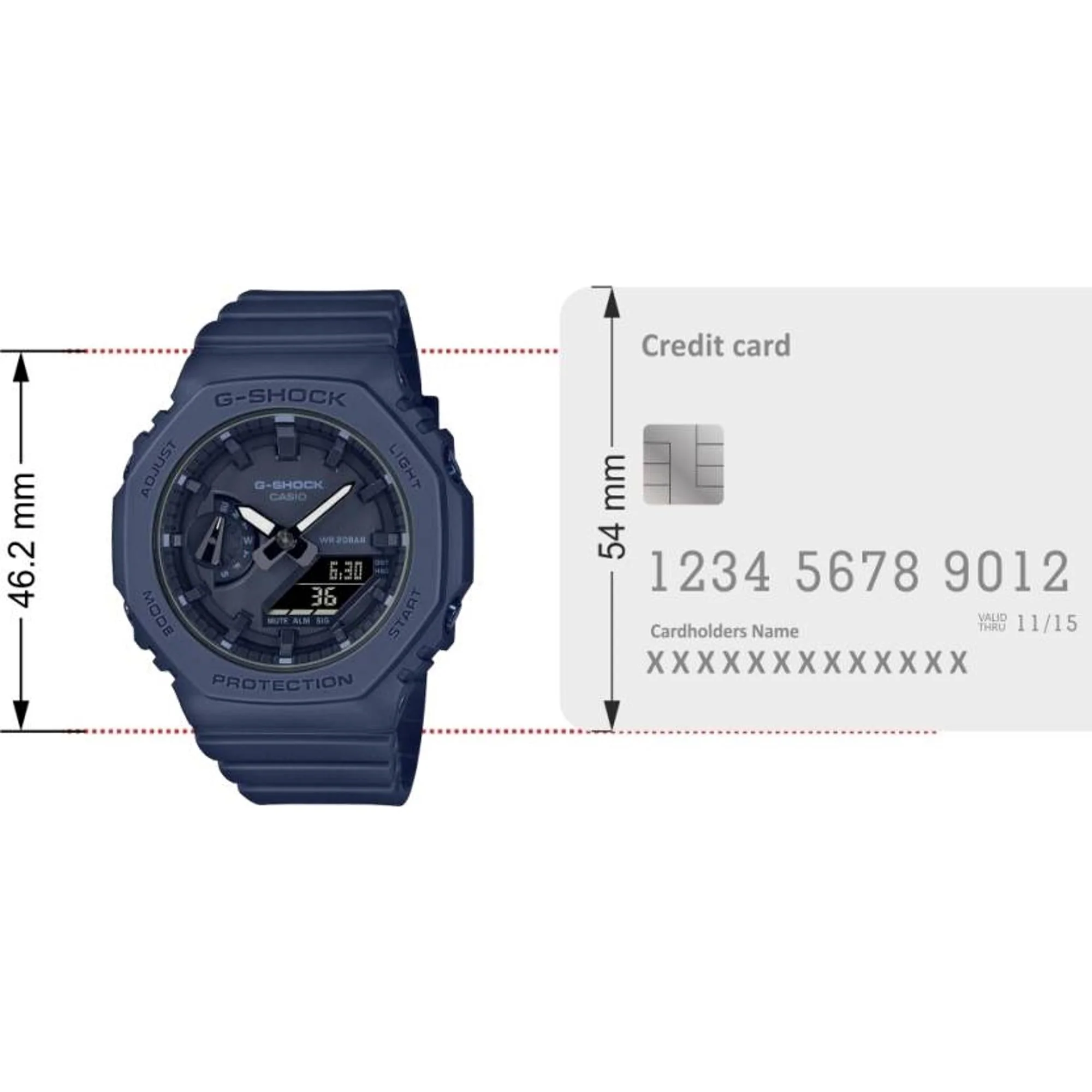 G-Shock Women Men Quartz Blue Dial Analog-Digital Resin Watch G1329 - Image 5