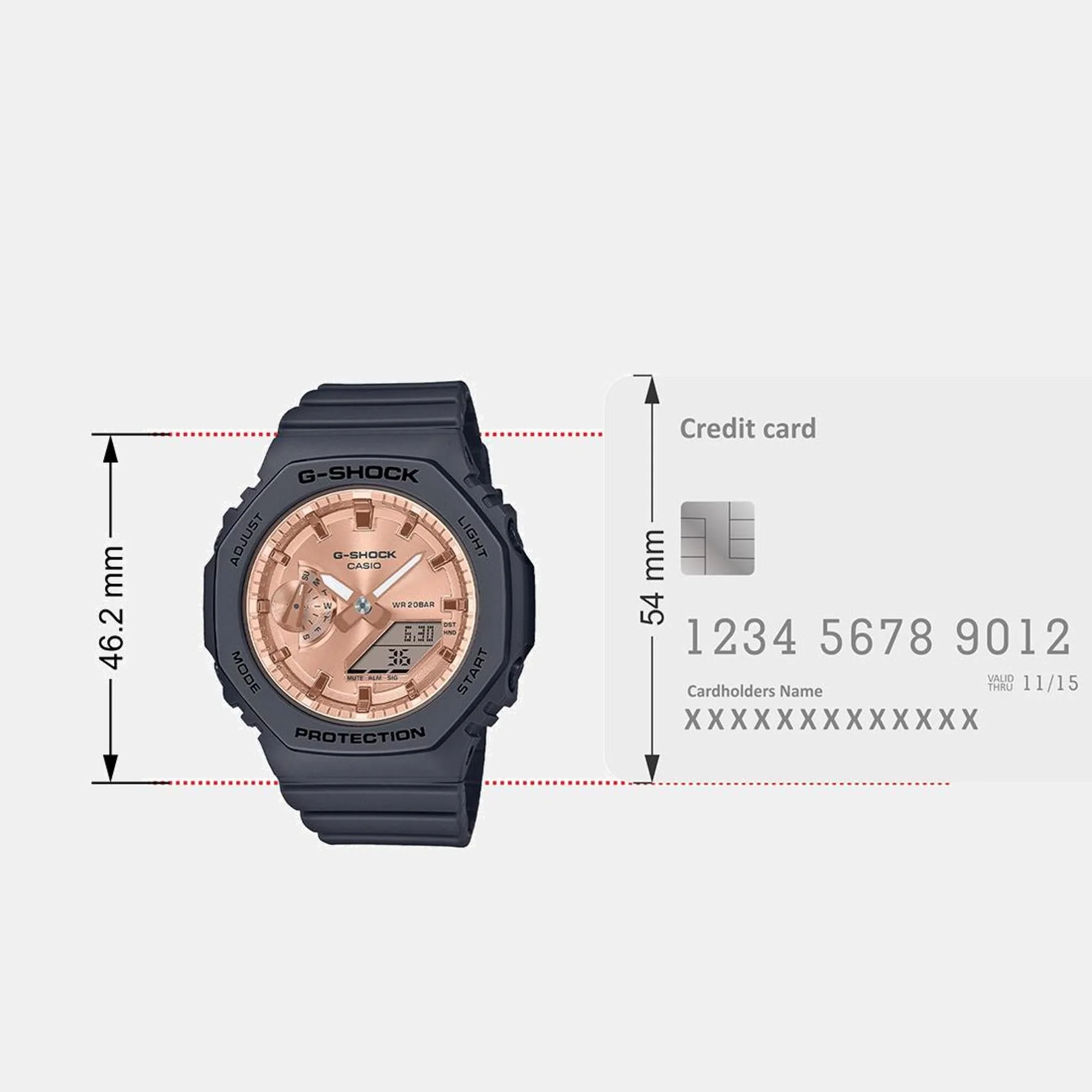 G-Shock Women Quartz Rose Gold Dial Analog-Digital Resin Watch G1459 - Image 8