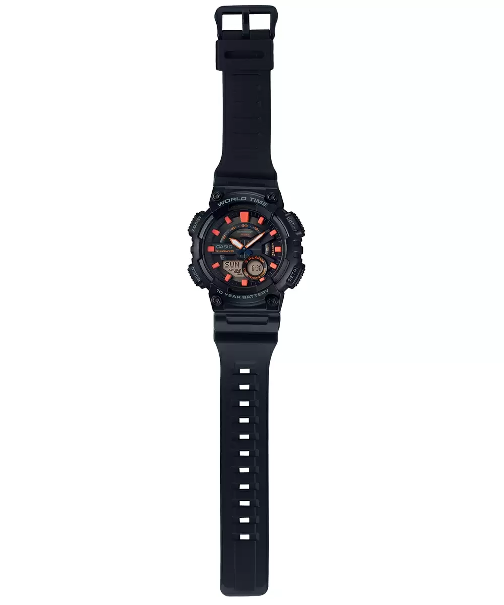 Casio Youth Black & Orange Dial Men 46.6mm