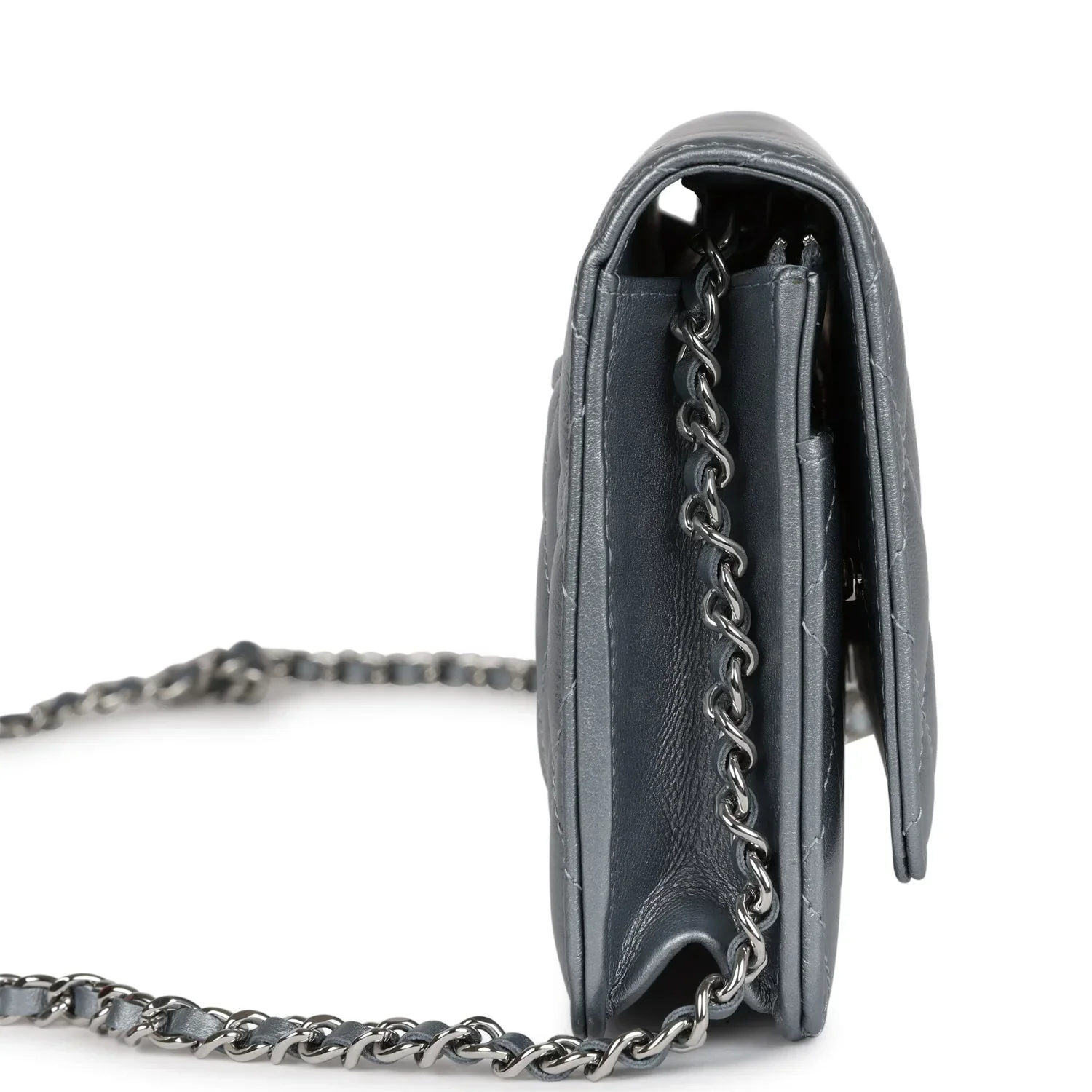 Chanel Wallet On Chain WOC Silver Metallic Lambskin Silver Hardware - Image 4