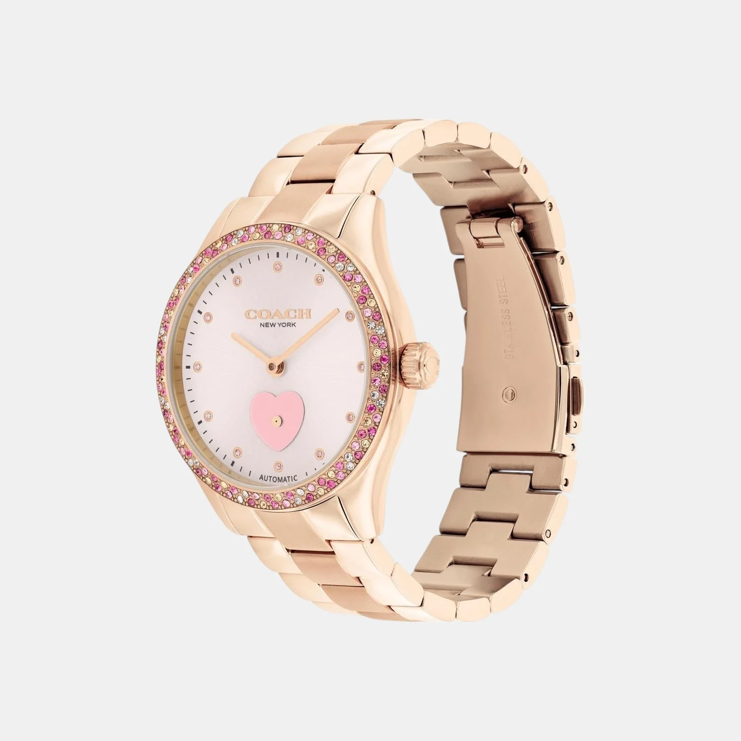 Brooks Women Automatic Light Pink Dial Analog Stainless Steel Watch 14504523 - Image 2