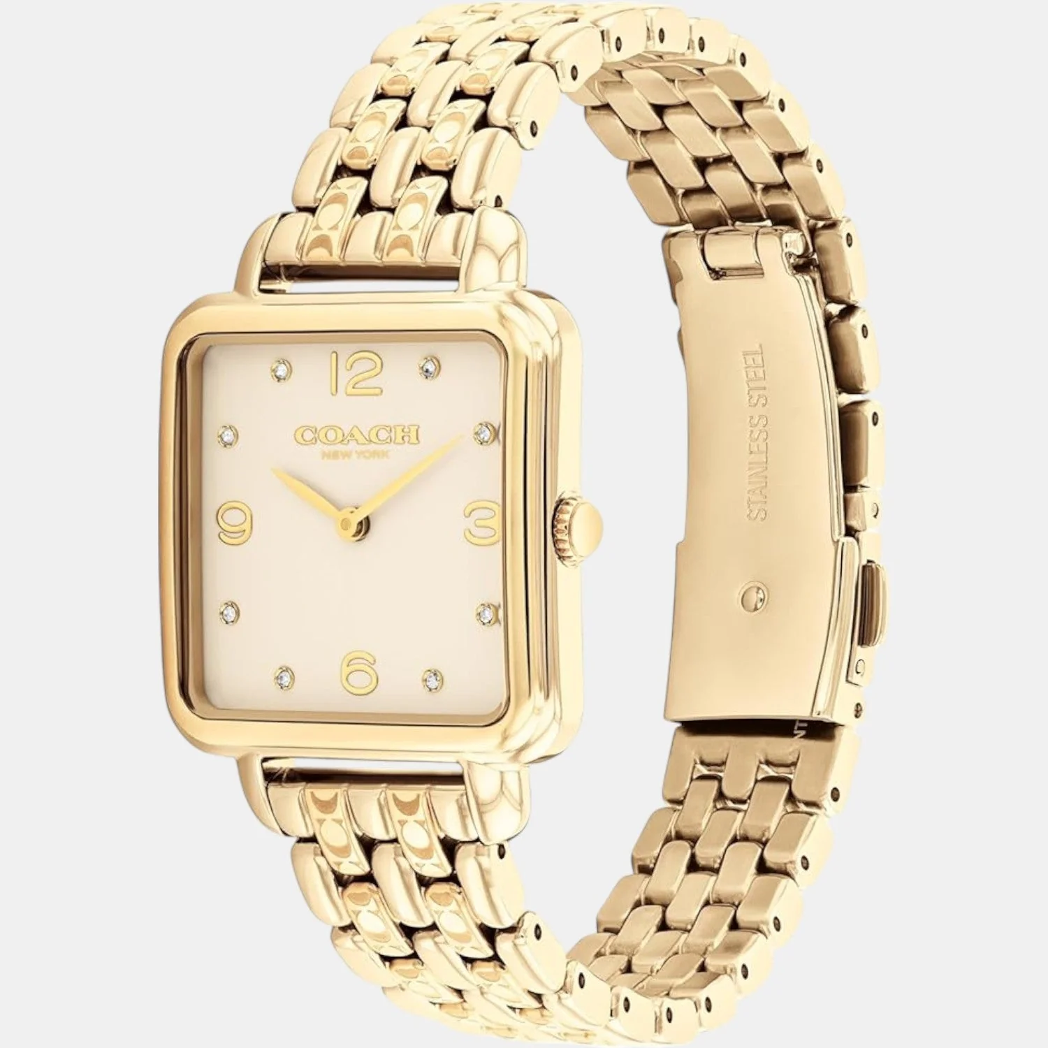 Cass Women Quartz Champagne Dial Analog Stainless Steel Watch 14504495 - Image 2